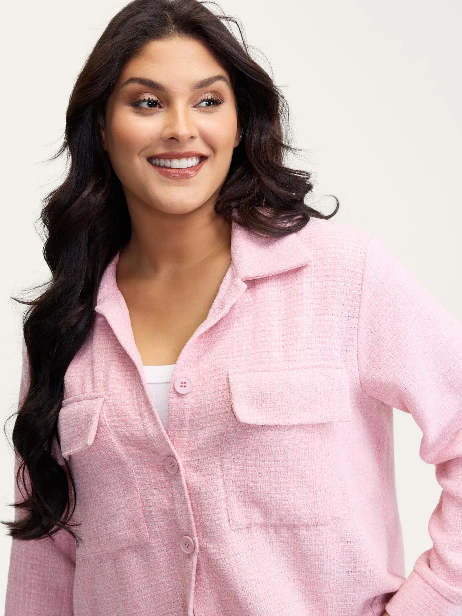 Chest Flaps Textured Button-Down Jacket sold by Bloomchic