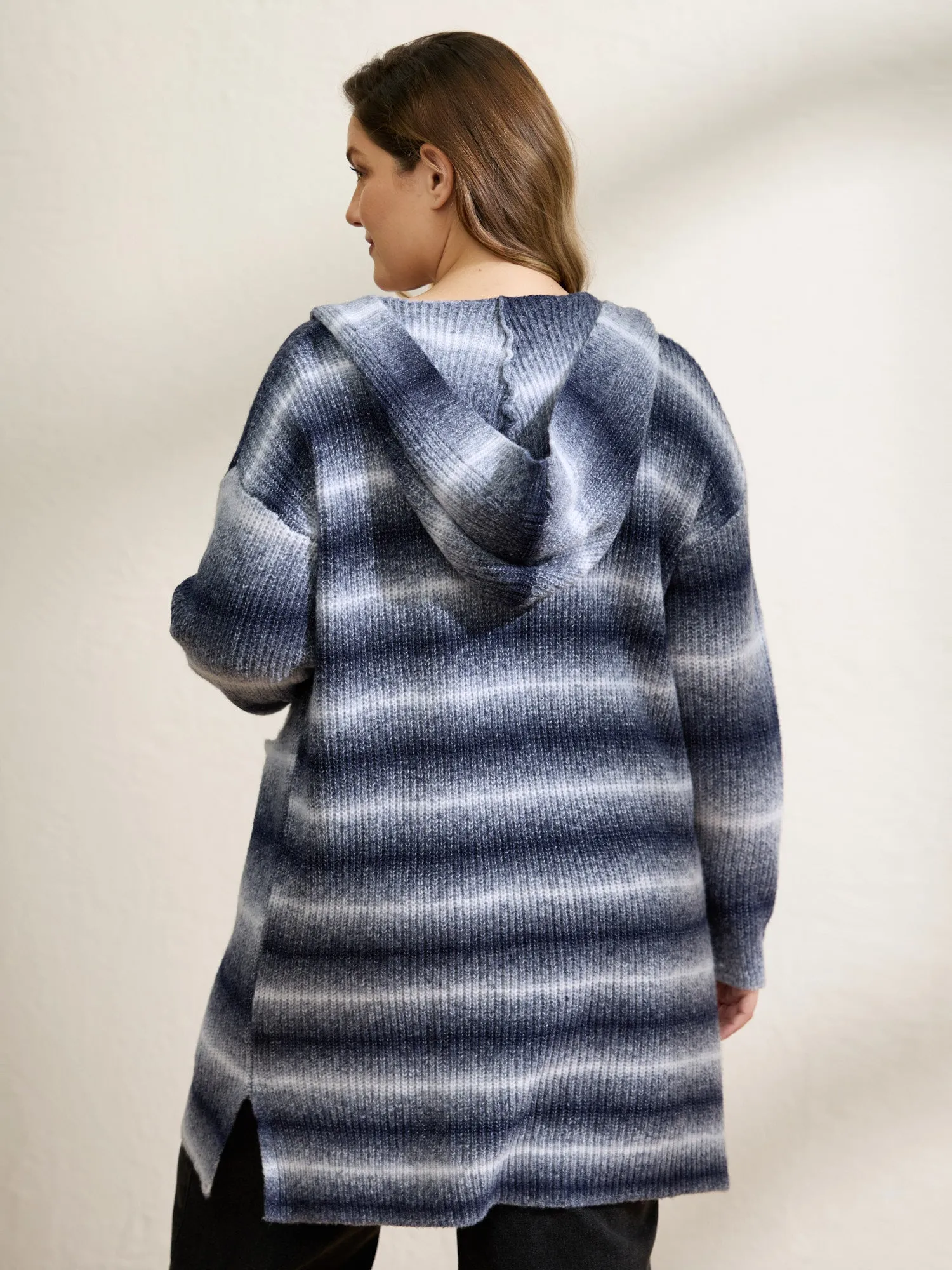 Color Gradient Textured Hooded Cardigan sold by Bloomchic product image thumbnail 5