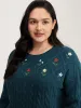 Floral Embroidered Cable Knit Pullover sold by Bloomchic