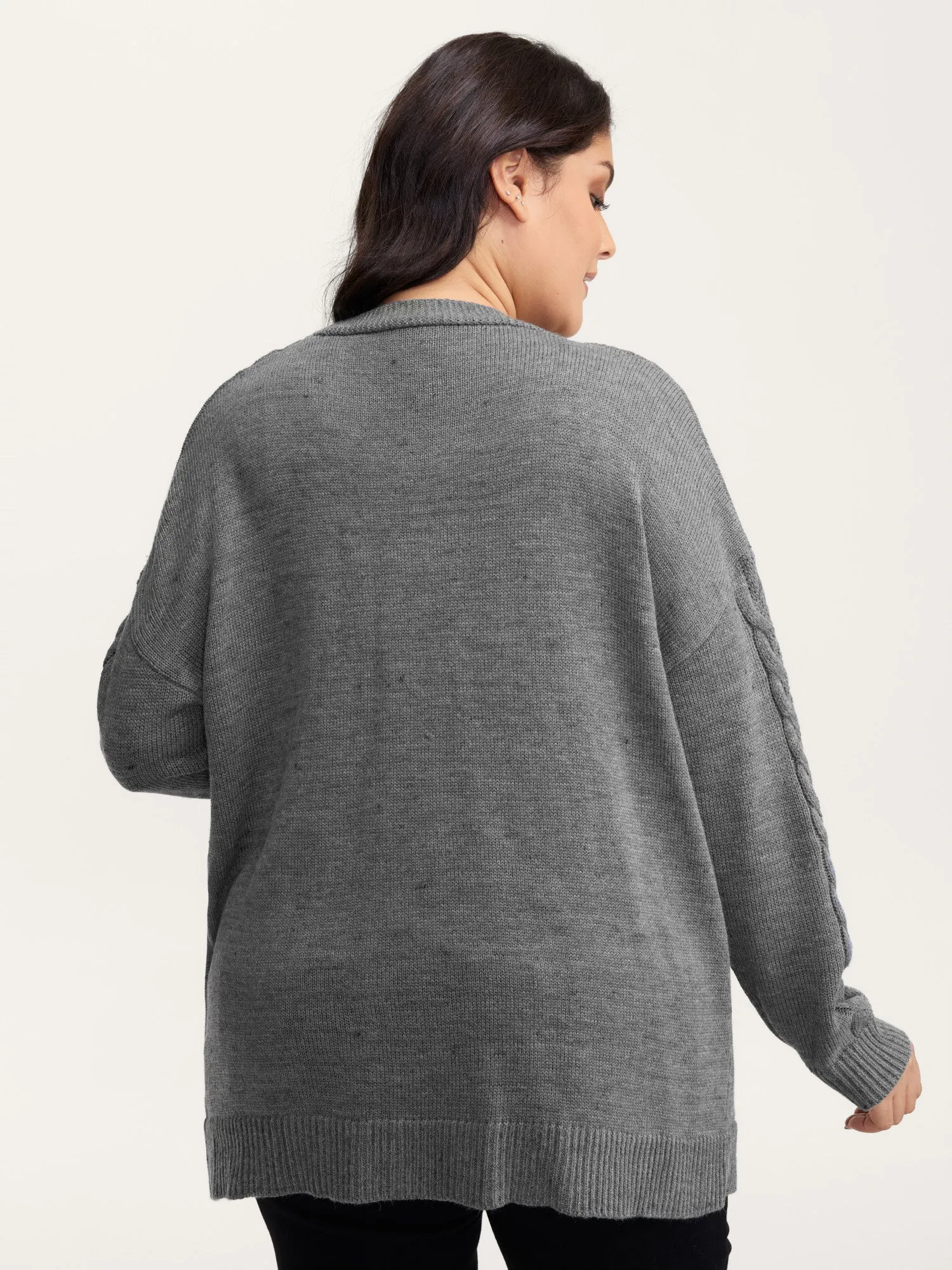 Cable Knit Side Pockets Knit Cardigan sold by Bloomchic product image thumbnail 4