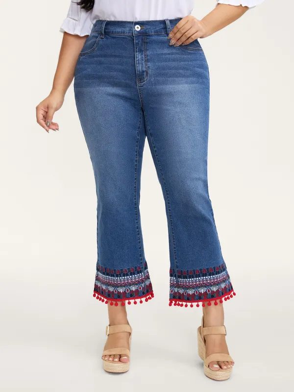 Stretch Christmas Color Contrast Bootcut Jeans sold by Bloomchic