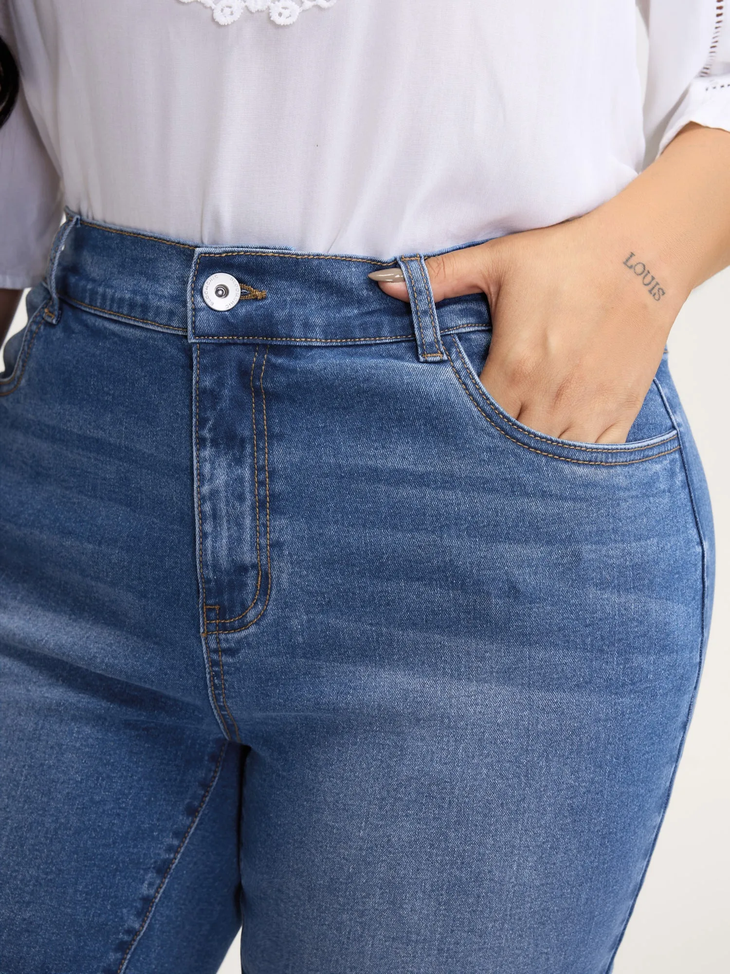 Stretch Christmas Color Contrast Bootcut Jeans sold by Bloomchic product image thumbnail 3