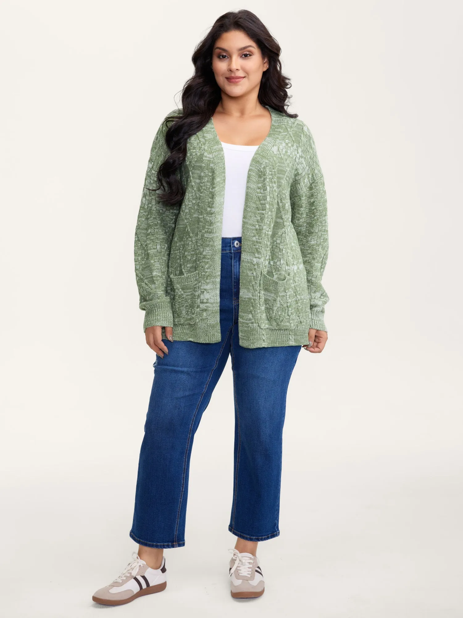 Cable Knit Textured Pockets Knit Cardigan sold by Bloomchic product image thumbnail 3