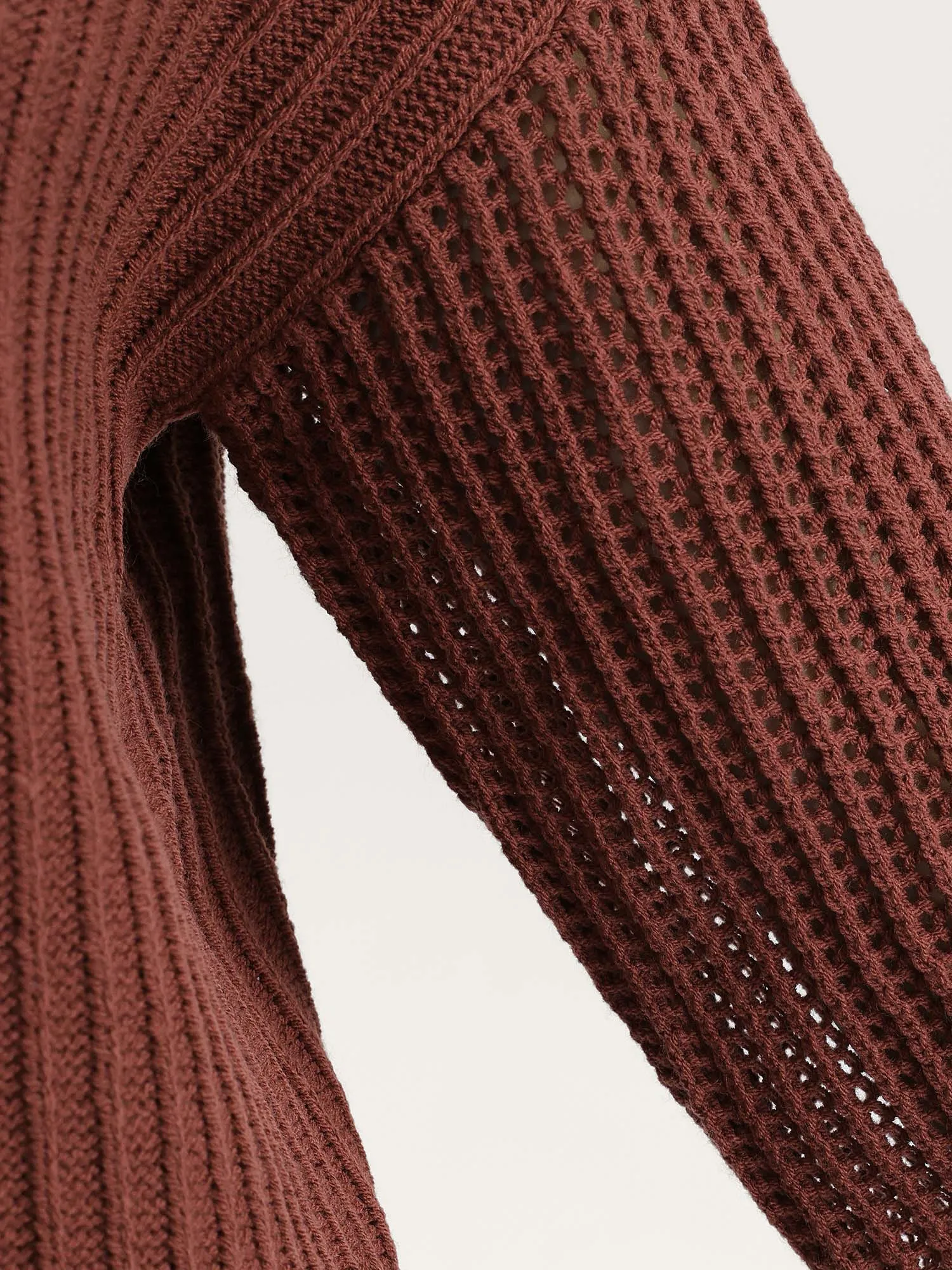 Textured Zipper Front Hooded Knit Cardigan sold by Bloomchic product image thumbnail 5