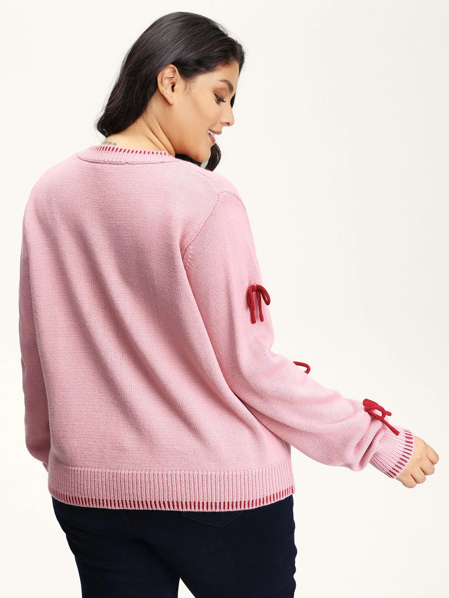 Bowknot Pattern Textured Knit Cardigan sold by Bloomchic product image thumbnail 4