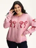 Bowknot Pattern Textured Knit Cardigan sold by Bloomchic