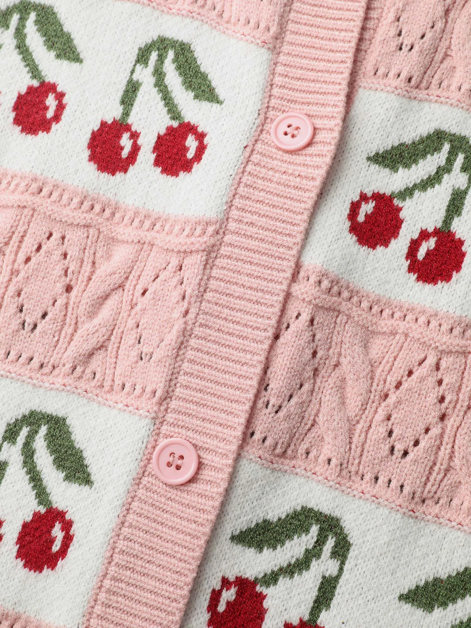 Cherry Jacquard Print Button Knit Cardigan sold by Bloomchic product image thumbnail 5