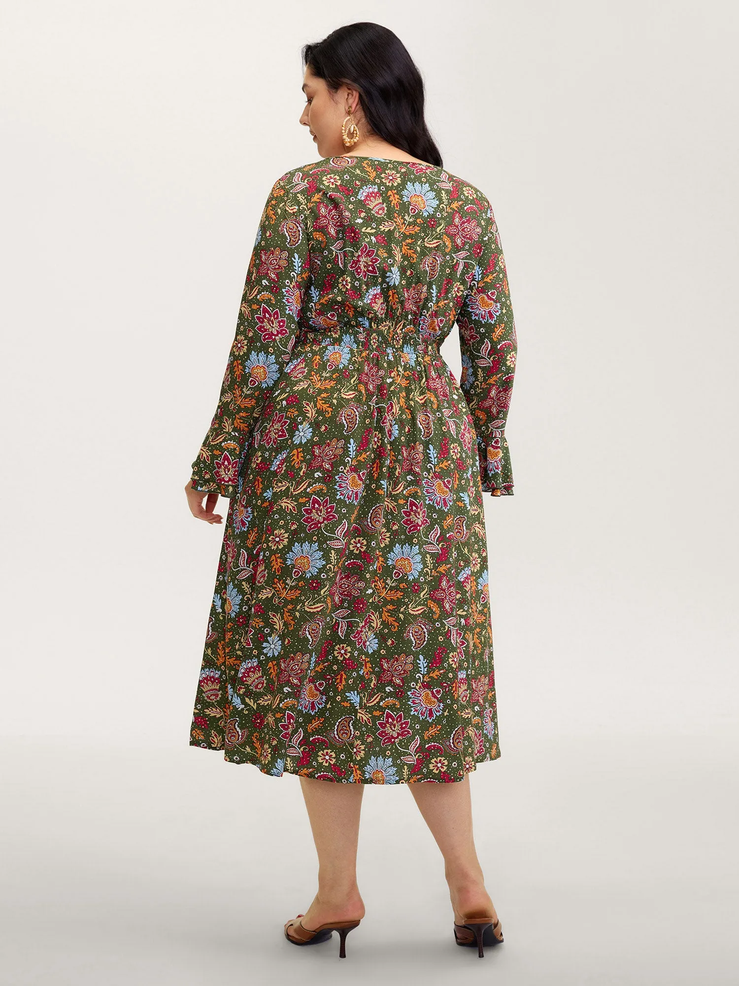 Floral Print Pleated Waist Maxi Dress sold by Bloomchic product image thumbnail 4