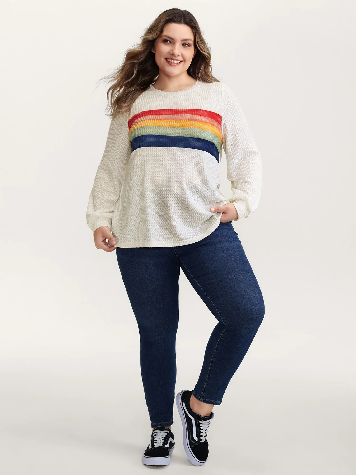 Rainbow Stripes Textured T-Shirt sold by Bloomchic product image thumbnail 3