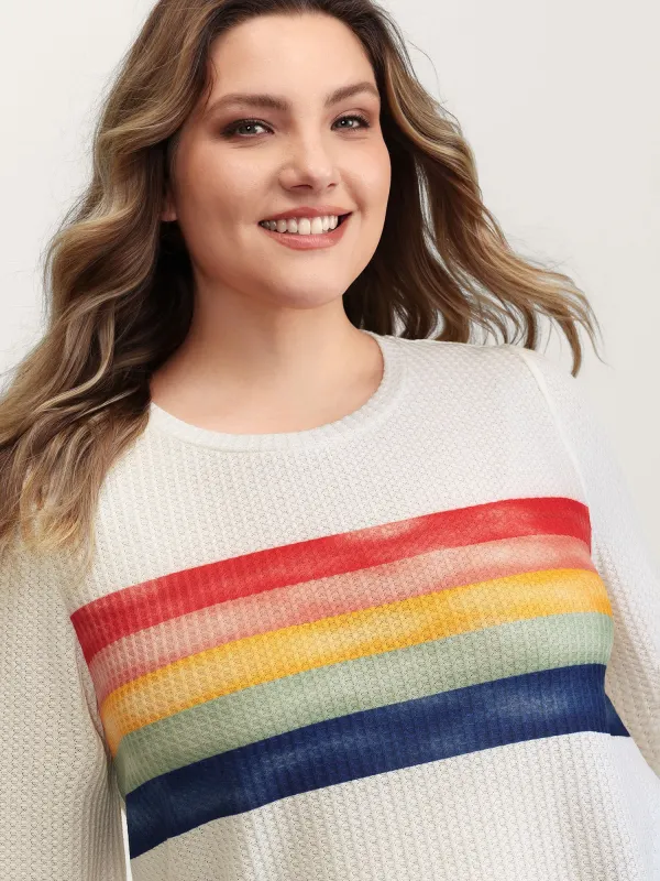 Rainbow Stripes Textured T-Shirt sold by Bloomchic
