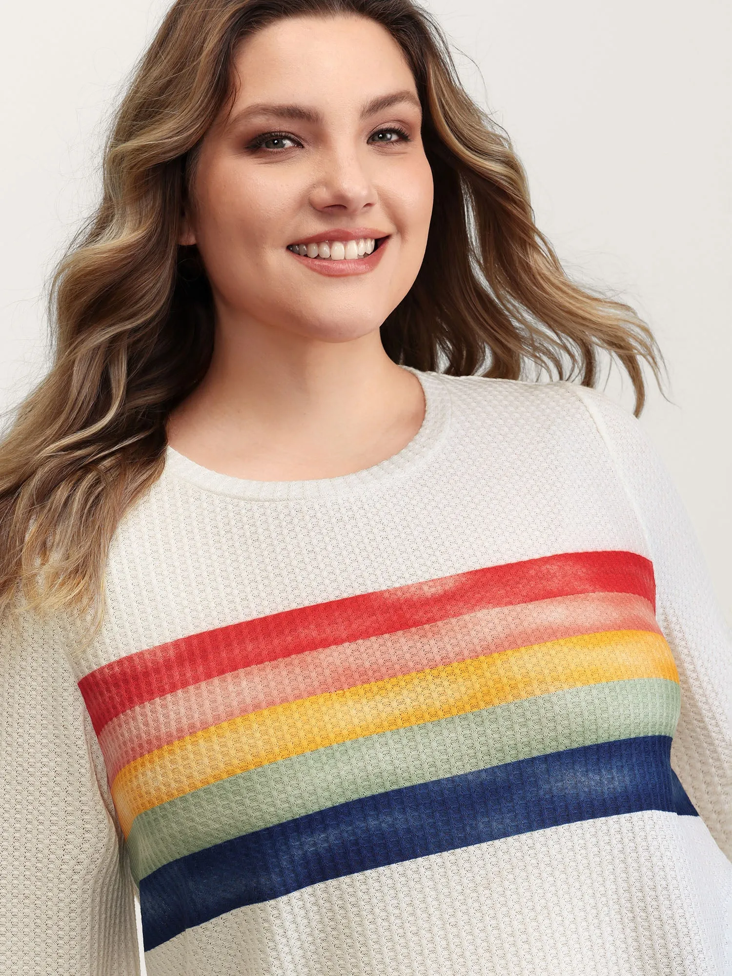Rainbow Stripes Textured T-Shirt sold by Bloomchic