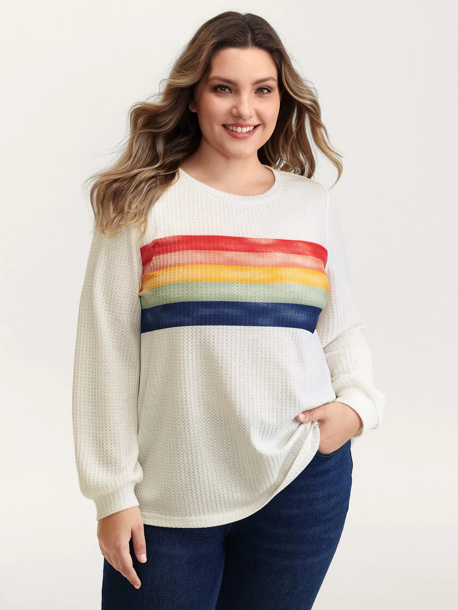 Rainbow Stripes Textured T-Shirt sold by Bloomchic product image thumbnail 2