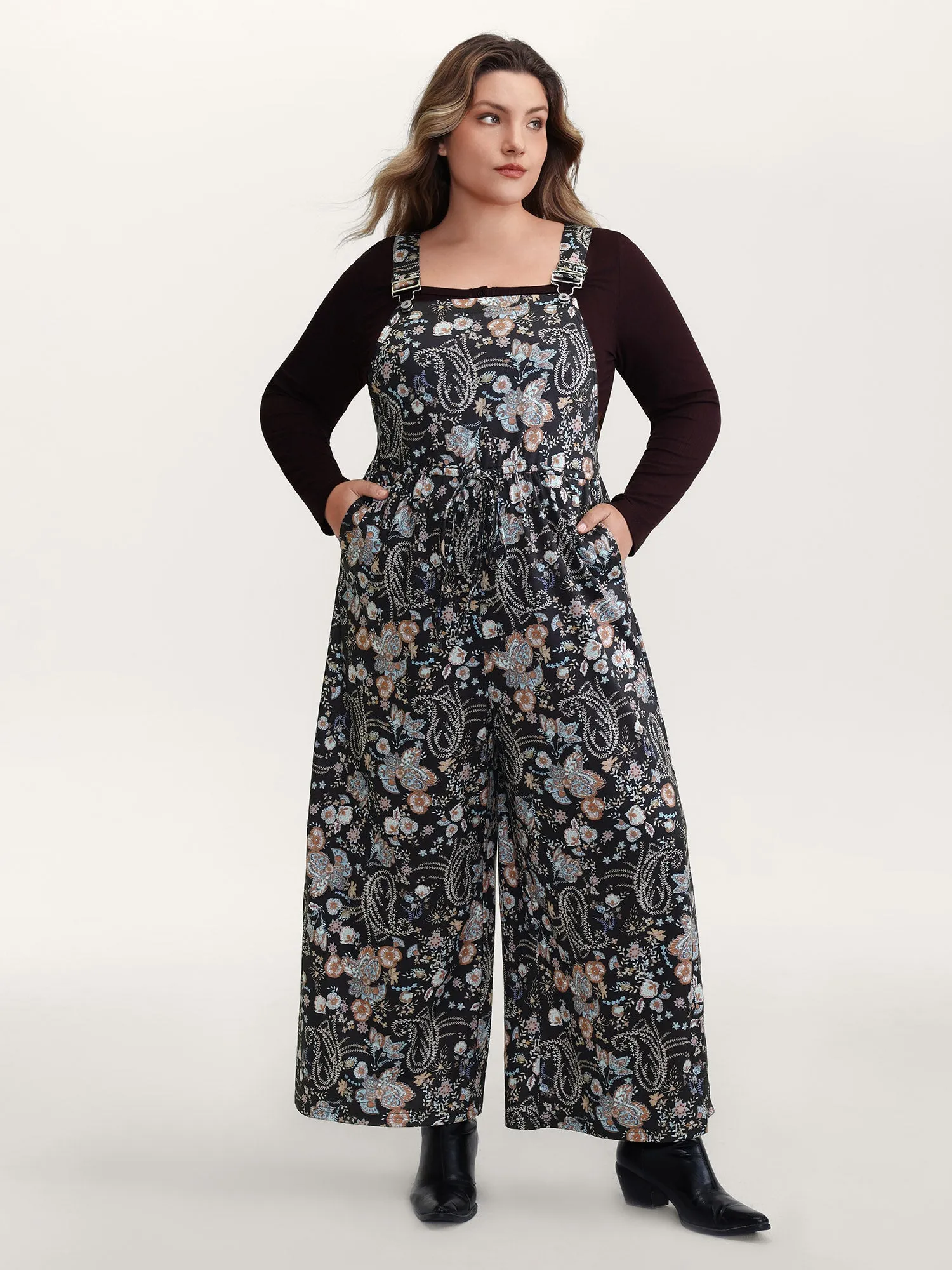 Floral Adjustable Stretchy Waist Jumpsuit sold by Bloomchic
