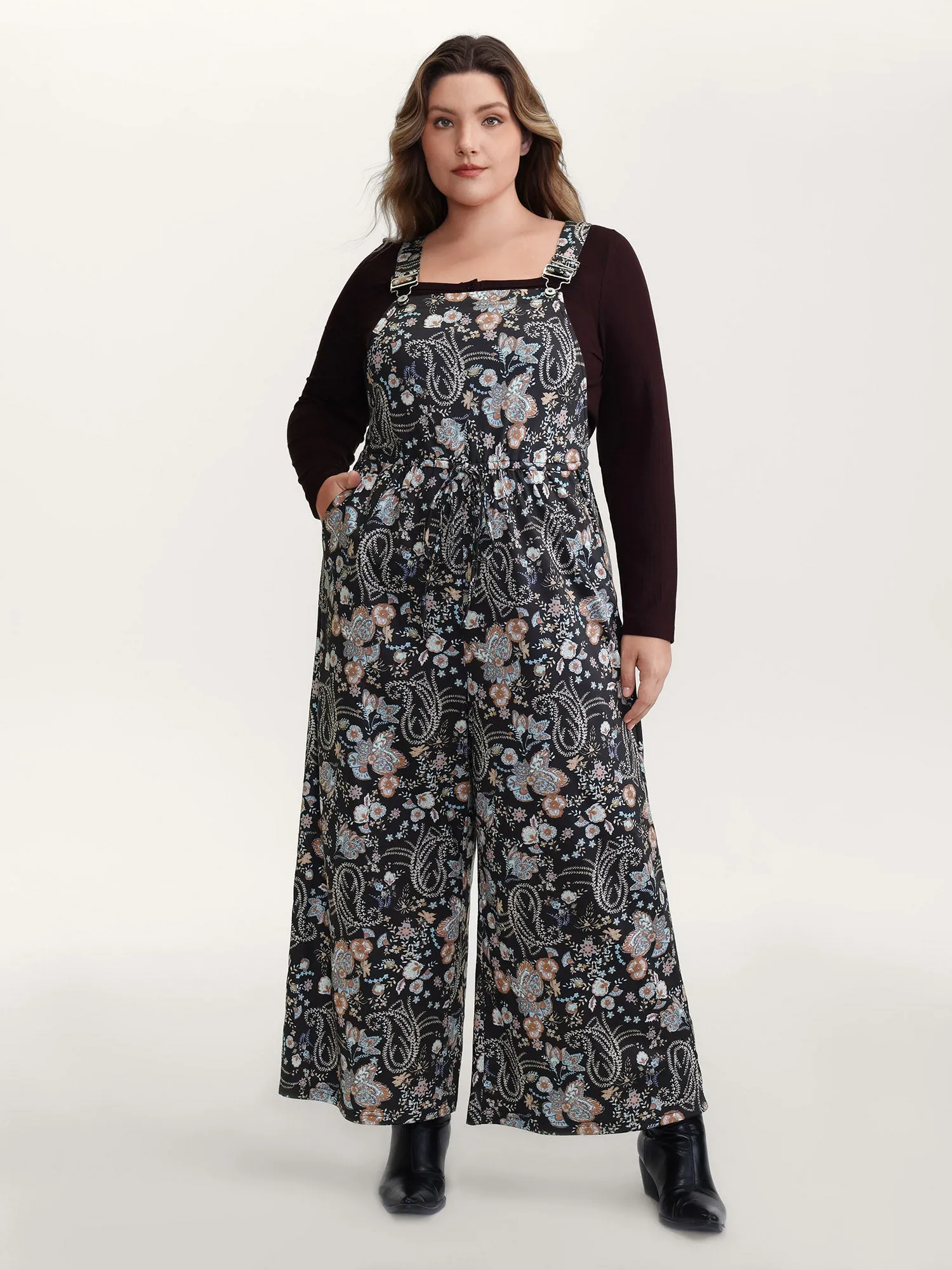 Floral Adjustable Stretchy Waist Jumpsuit sold by Bloomchic product image thumbnail 3