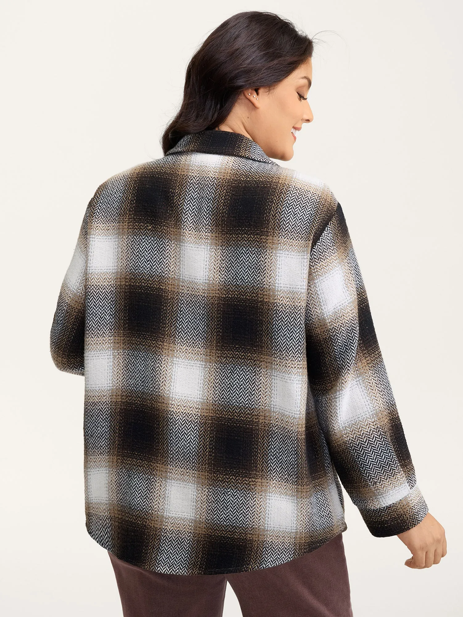 Plaid Print Button-Down Jacket sold by Bloomchic product image thumbnail 5