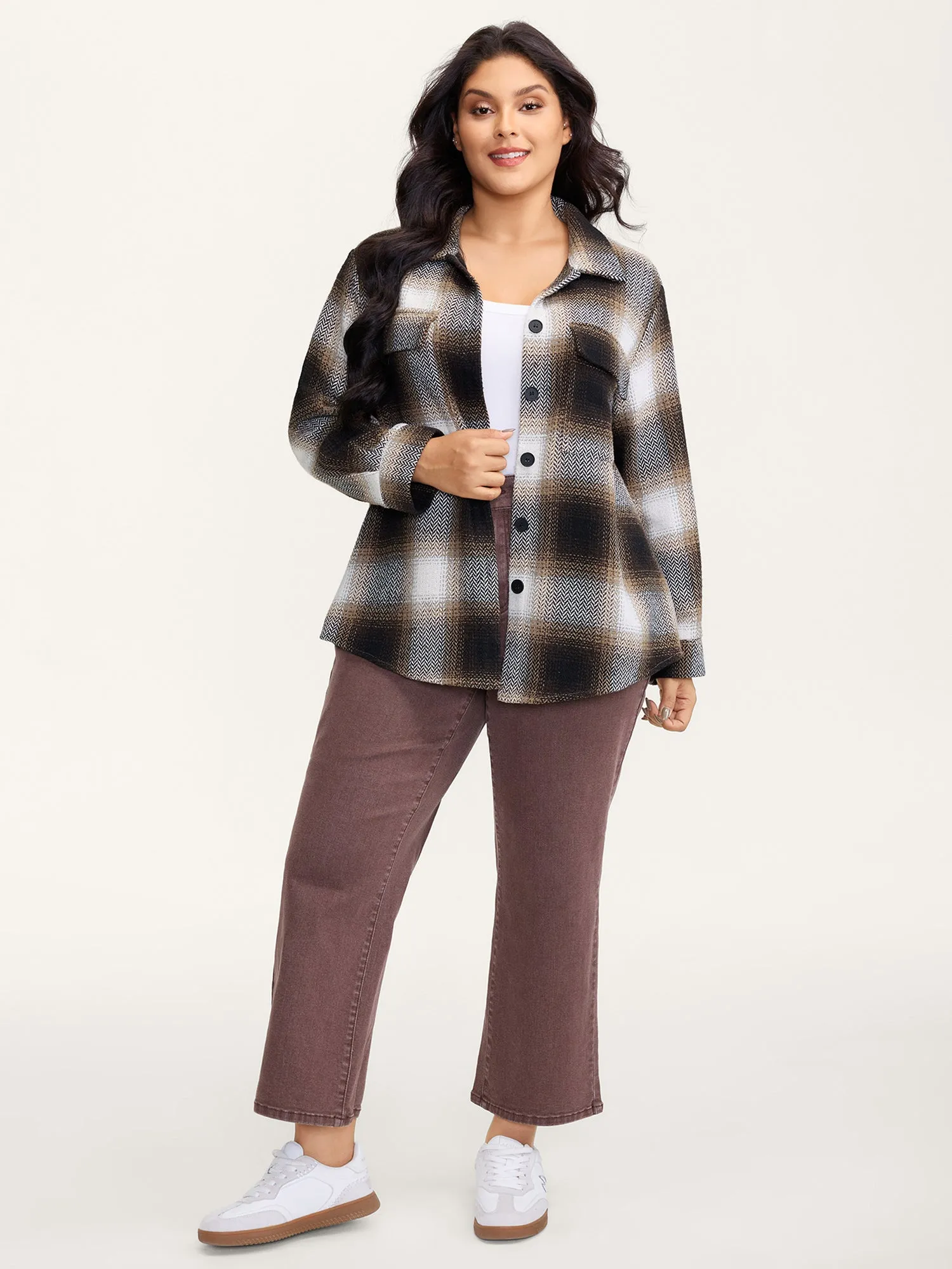 Plaid Print Button-Down Jacket sold by Bloomchic product image thumbnail 3
