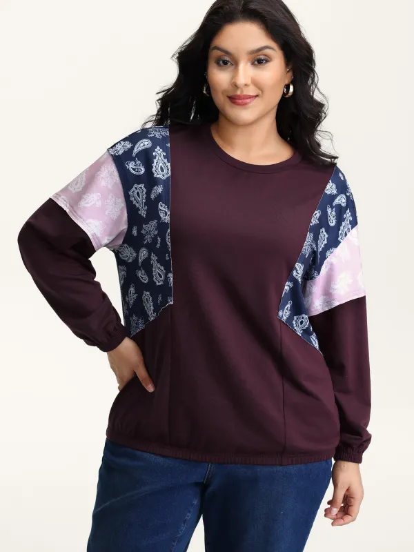Floral Print Contrast Relaxed-Fit Sweatshirt sold by Bloomchic