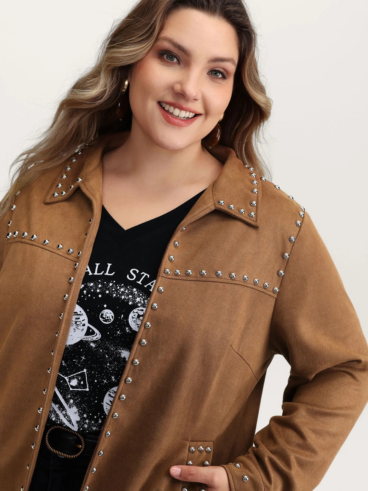 Rivet Open-Front Collar Jacket sold by Bloomchic product image thumbnail 2