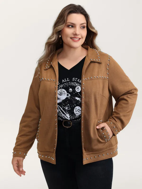 Rivet Open-Front Collar Jacket sold by Bloomchic