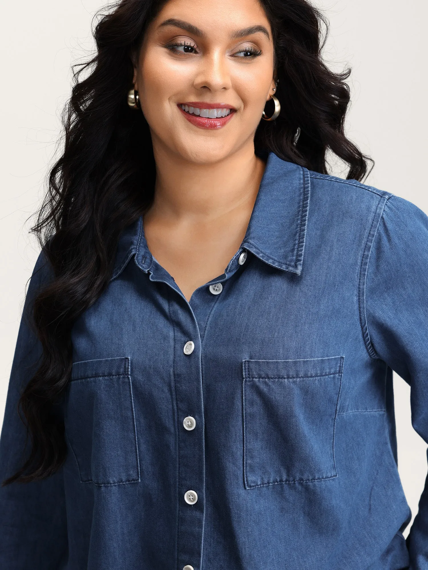 Arc Hem Pockets Denim Top sold by Bloomchic product image thumbnail 2