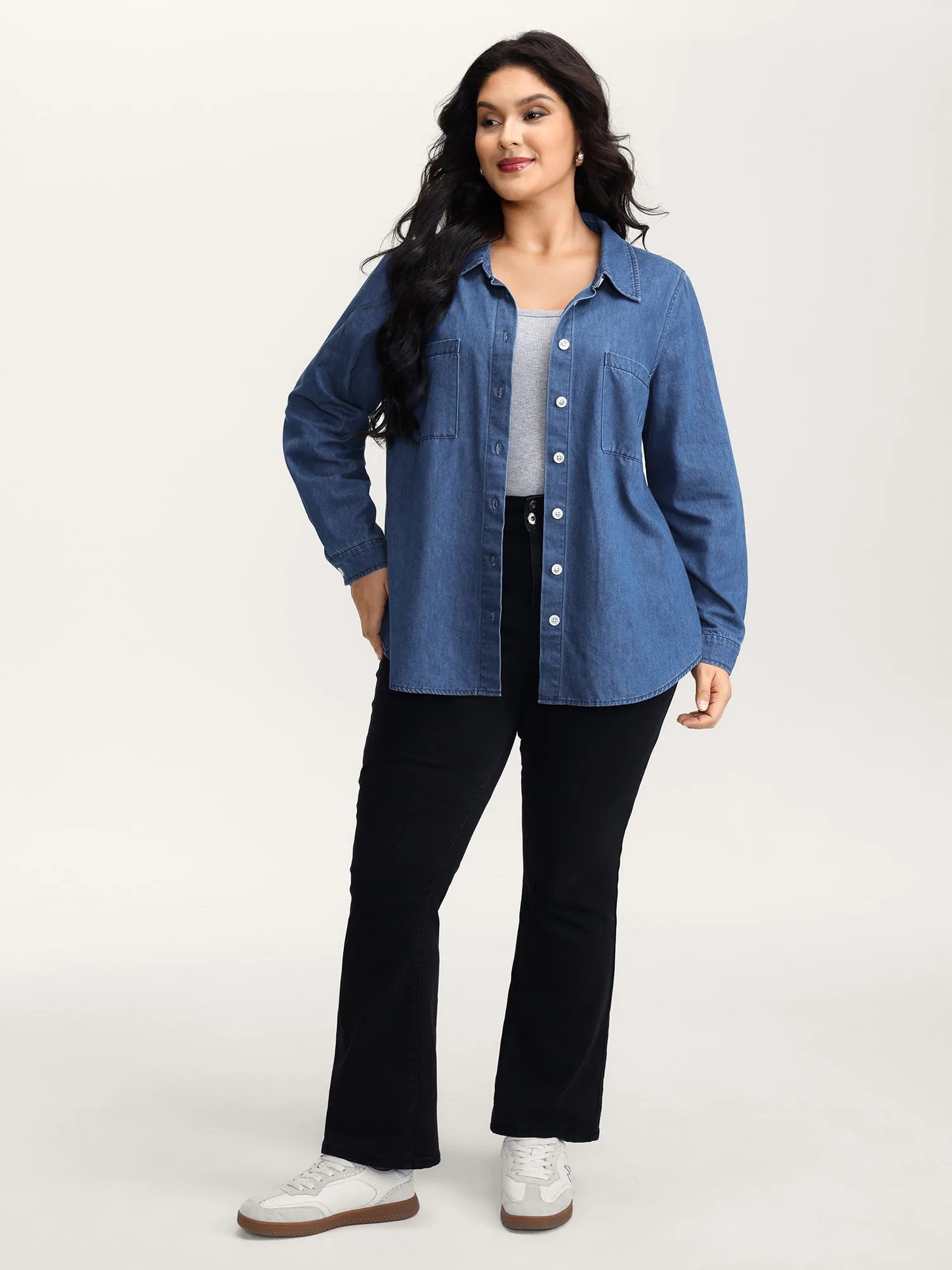 Arc Hem Pockets Denim Top sold by Bloomchic product image thumbnail 4