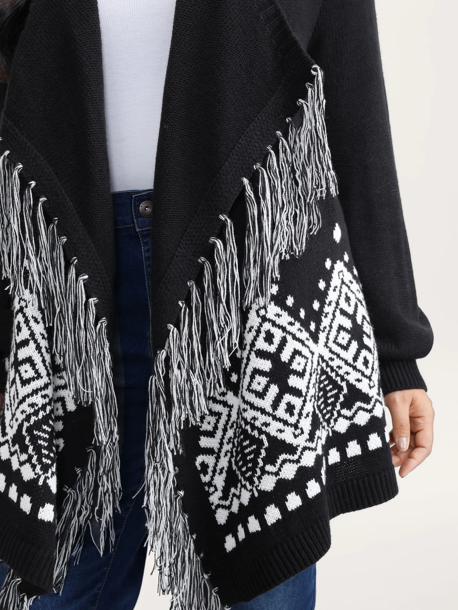 Geometrical Print Tassels Knit Cardigan sold by Bloomchic product image thumbnail 2