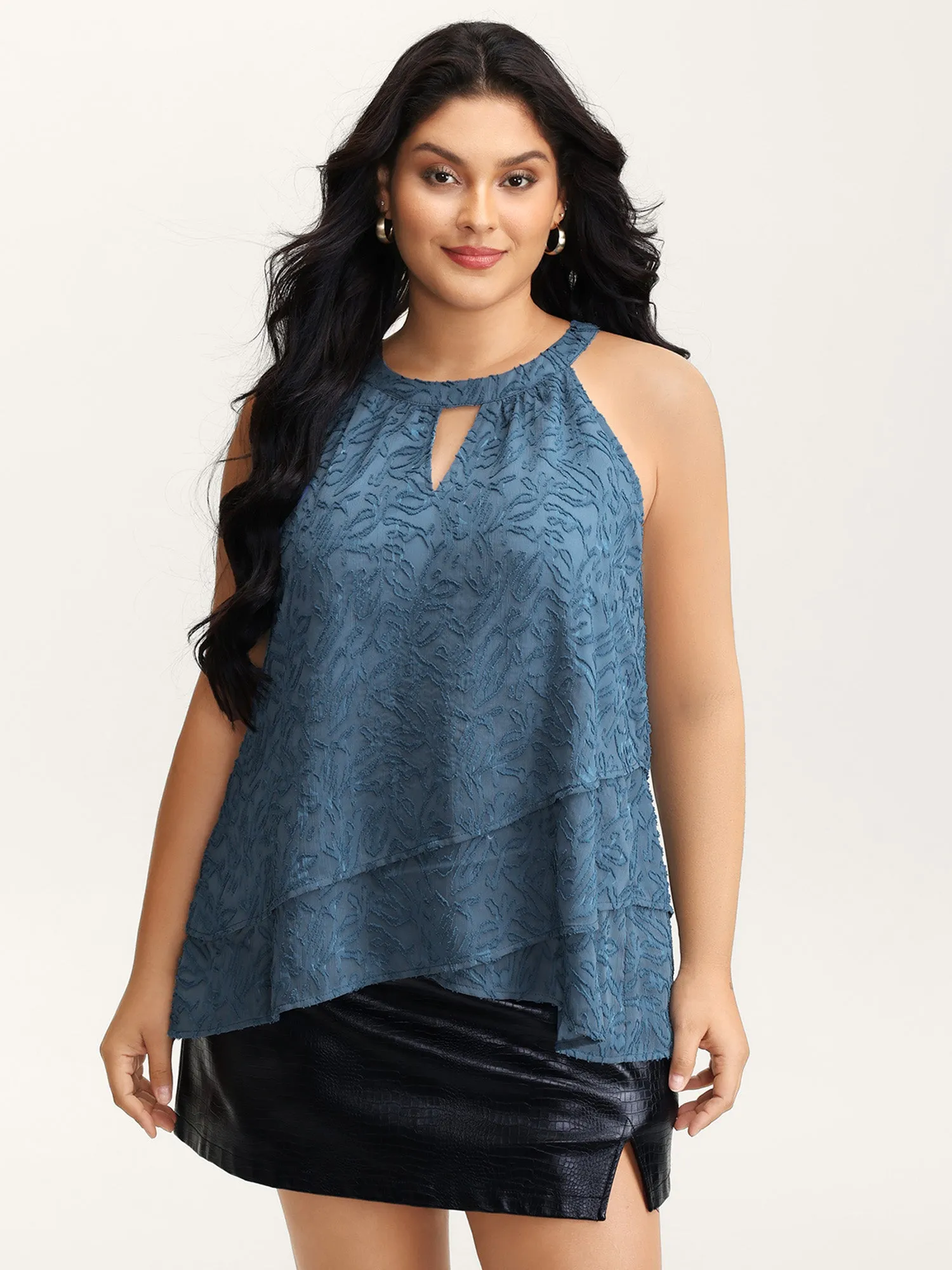 Chiffon Textured Layered Tank Top sold by Bloomchic