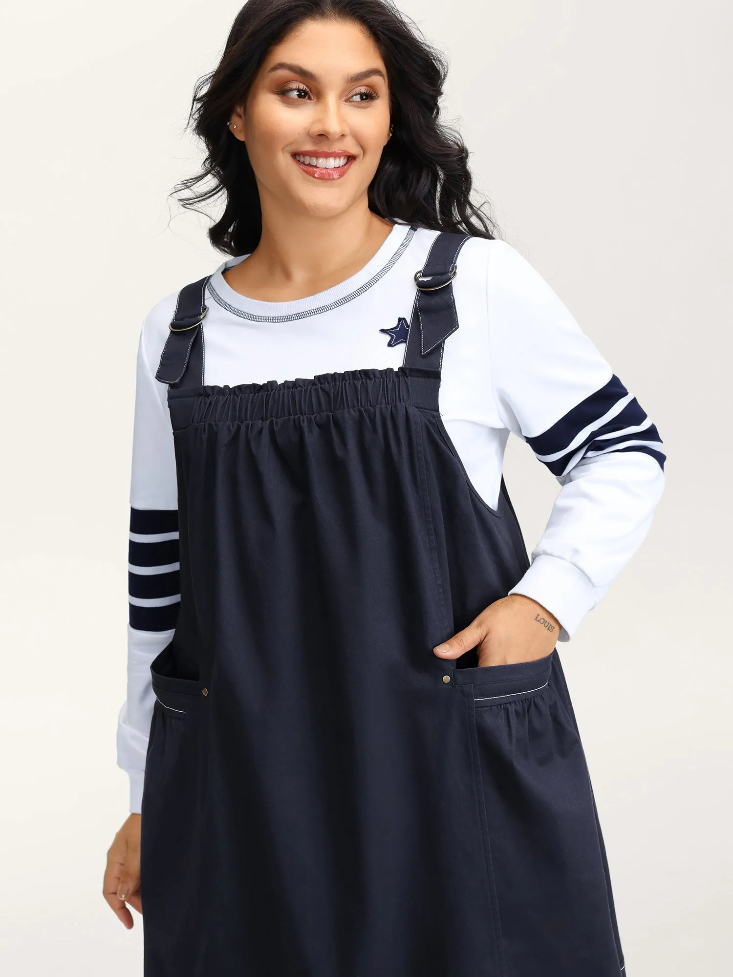 Pure Cotton Overall Adjustable Midi Dress sold by Bloomchic product image thumbnail 2