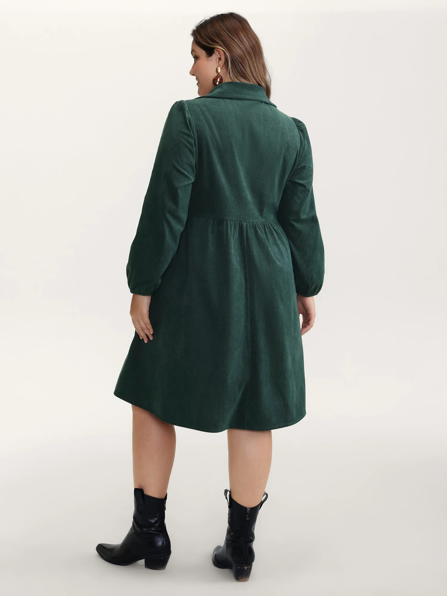 Corduroy Embroidered Midi Shirt Dress sold by Bloomchic product image thumbnail 5