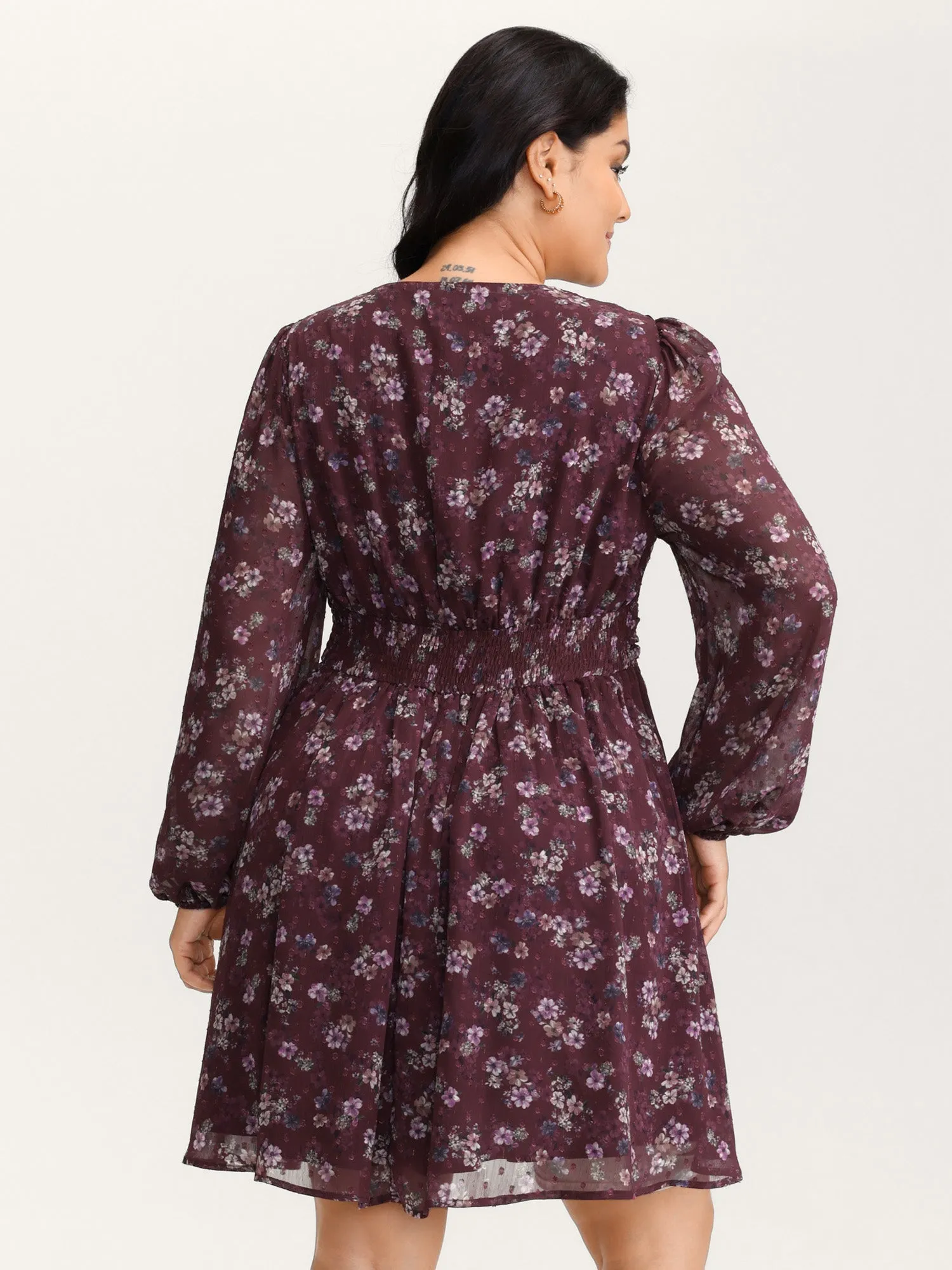 Floral Print Pleated Waist Mini Dress sold by Bloomchic product image thumbnail 4