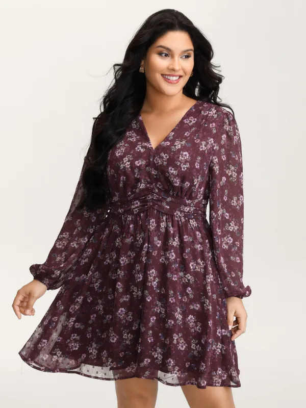 Floral Print Pleated Waist Mini Dress sold by Bloomchic
