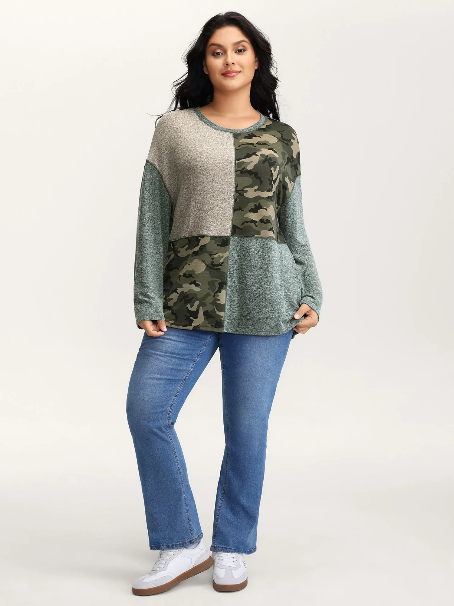 Camouflage Block Print Contrast T-Shirt sold by Bloomchic product image thumbnail 3