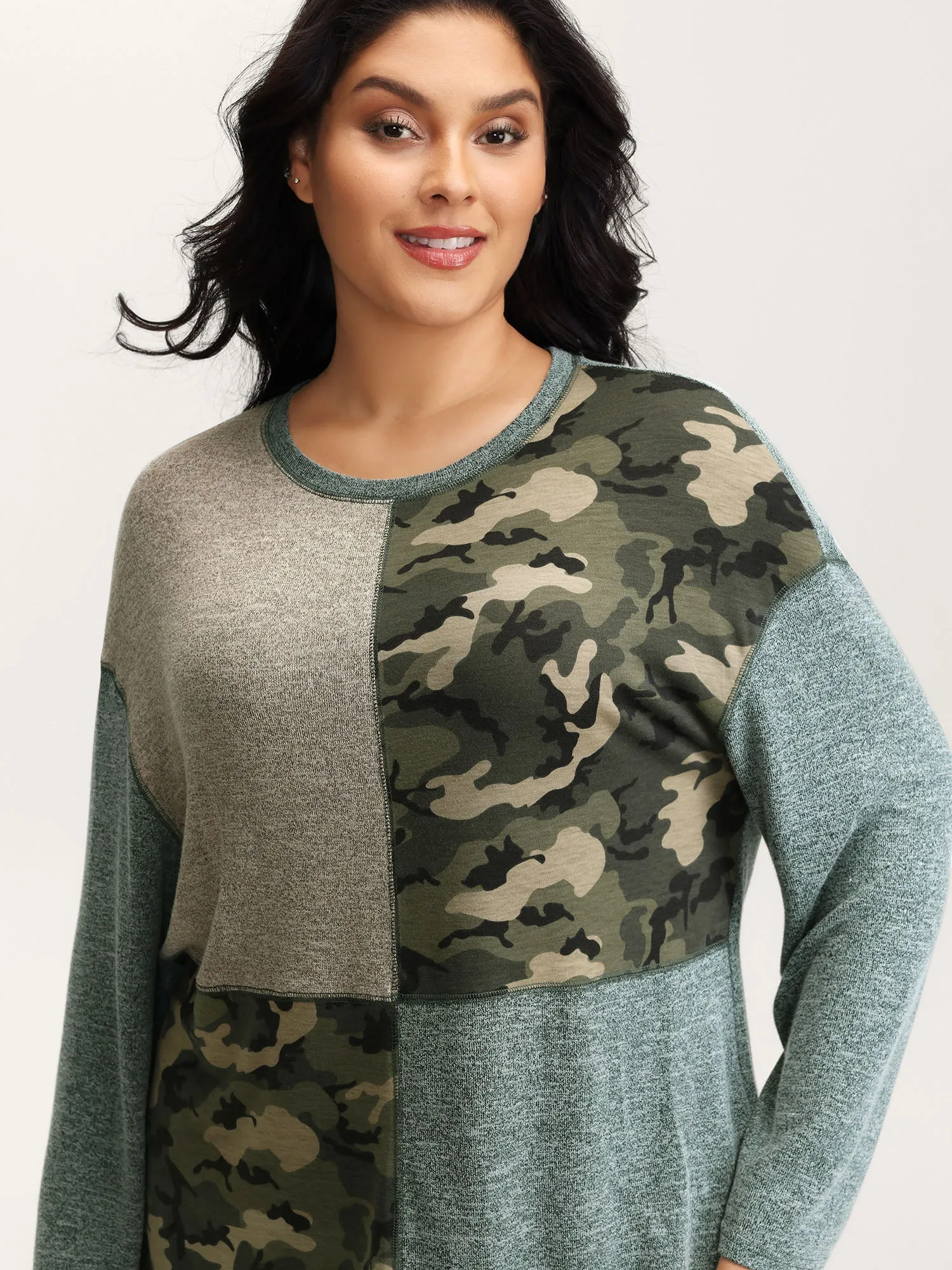 Camouflage Block Print Contrast T-Shirt sold by Bloomchic product image thumbnail 2