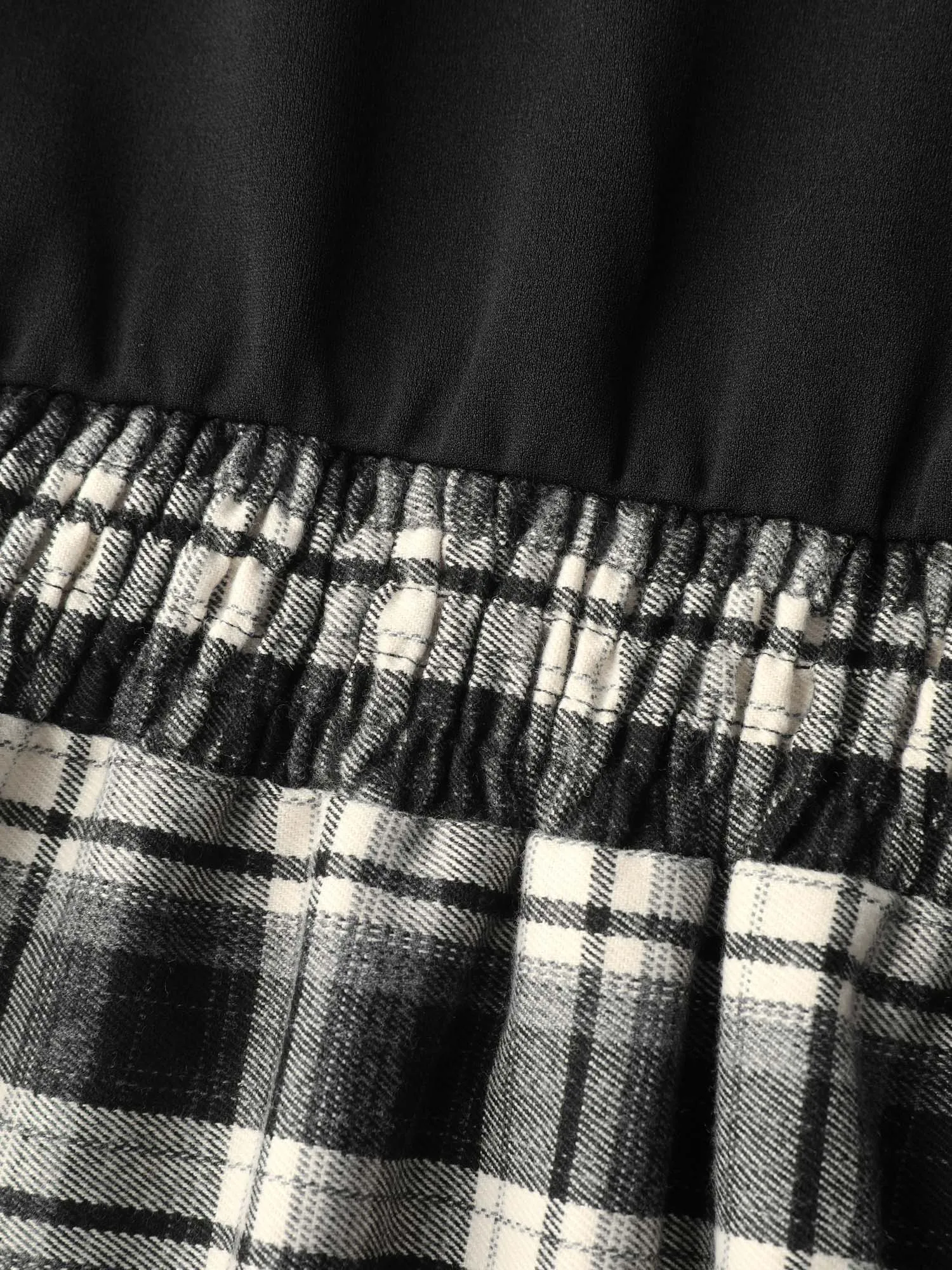 Checkered Print Bow Tie Contrast Midi Dress sold by Bloomchic product image thumbnail 5