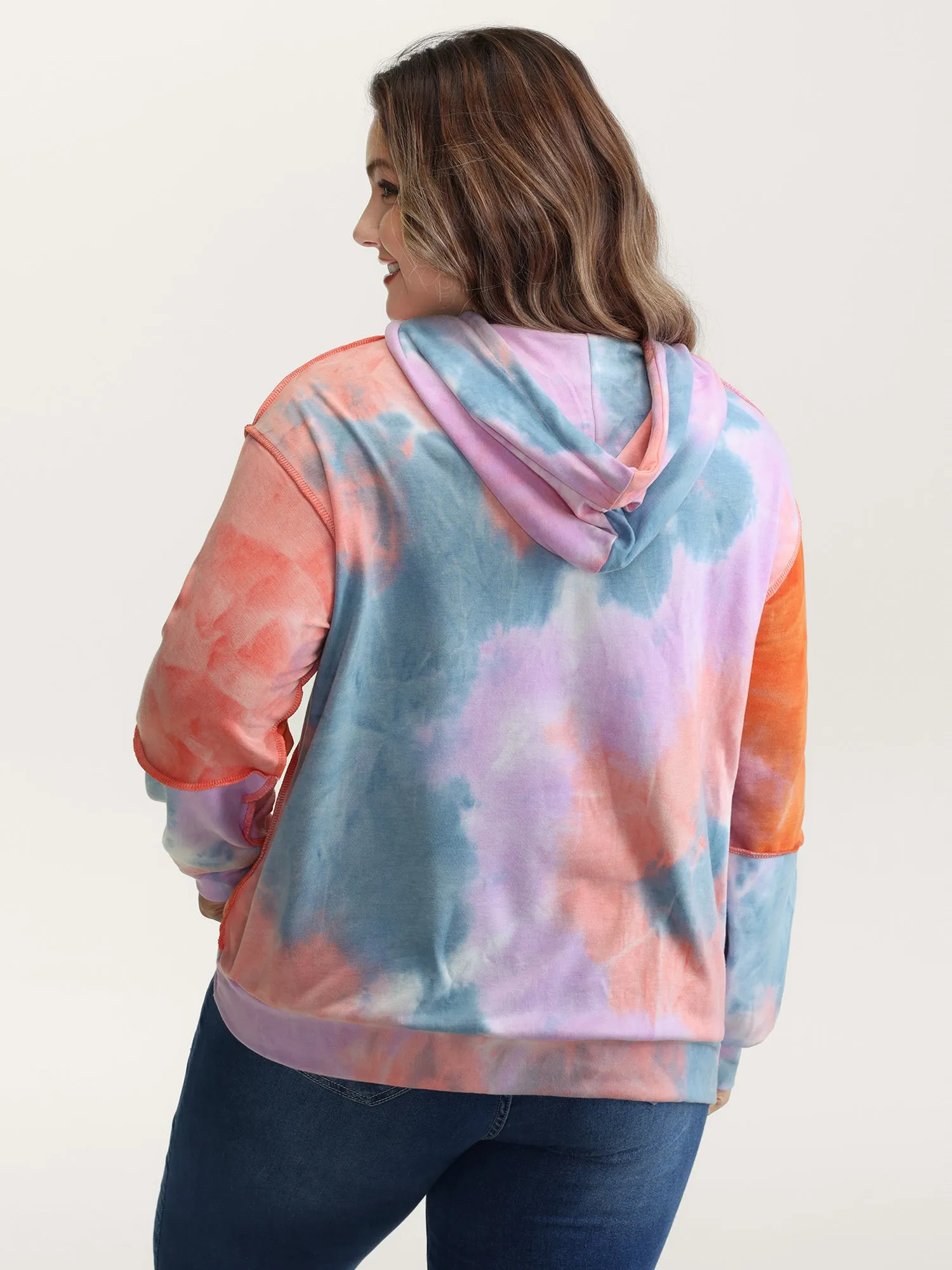 Colorful Relaxed-Fit Pockets Hoodie sold by Bloomchic product image thumbnail 4
