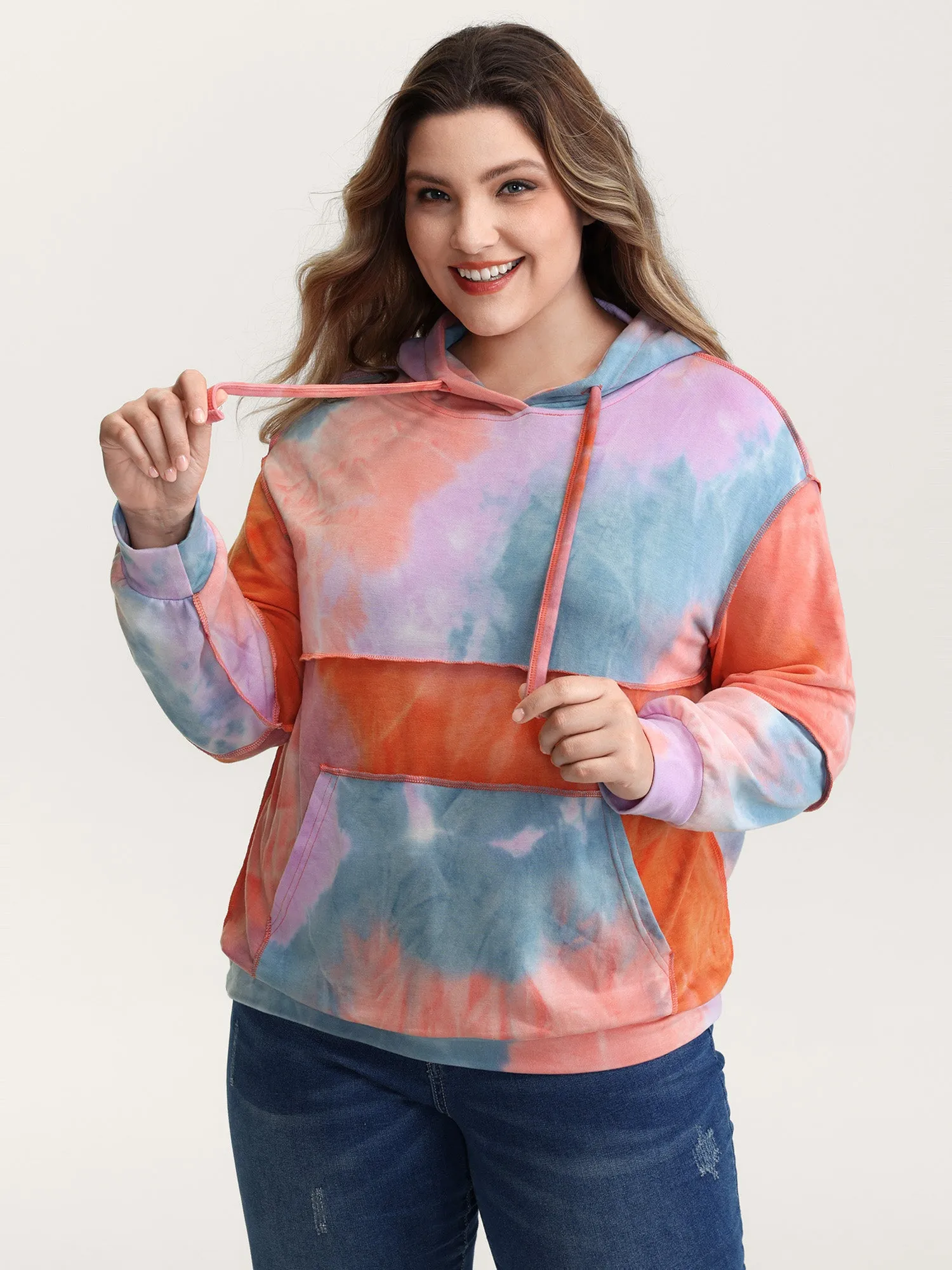 Colorful Relaxed-Fit Pockets Hoodie sold by Bloomchic product image thumbnail 2