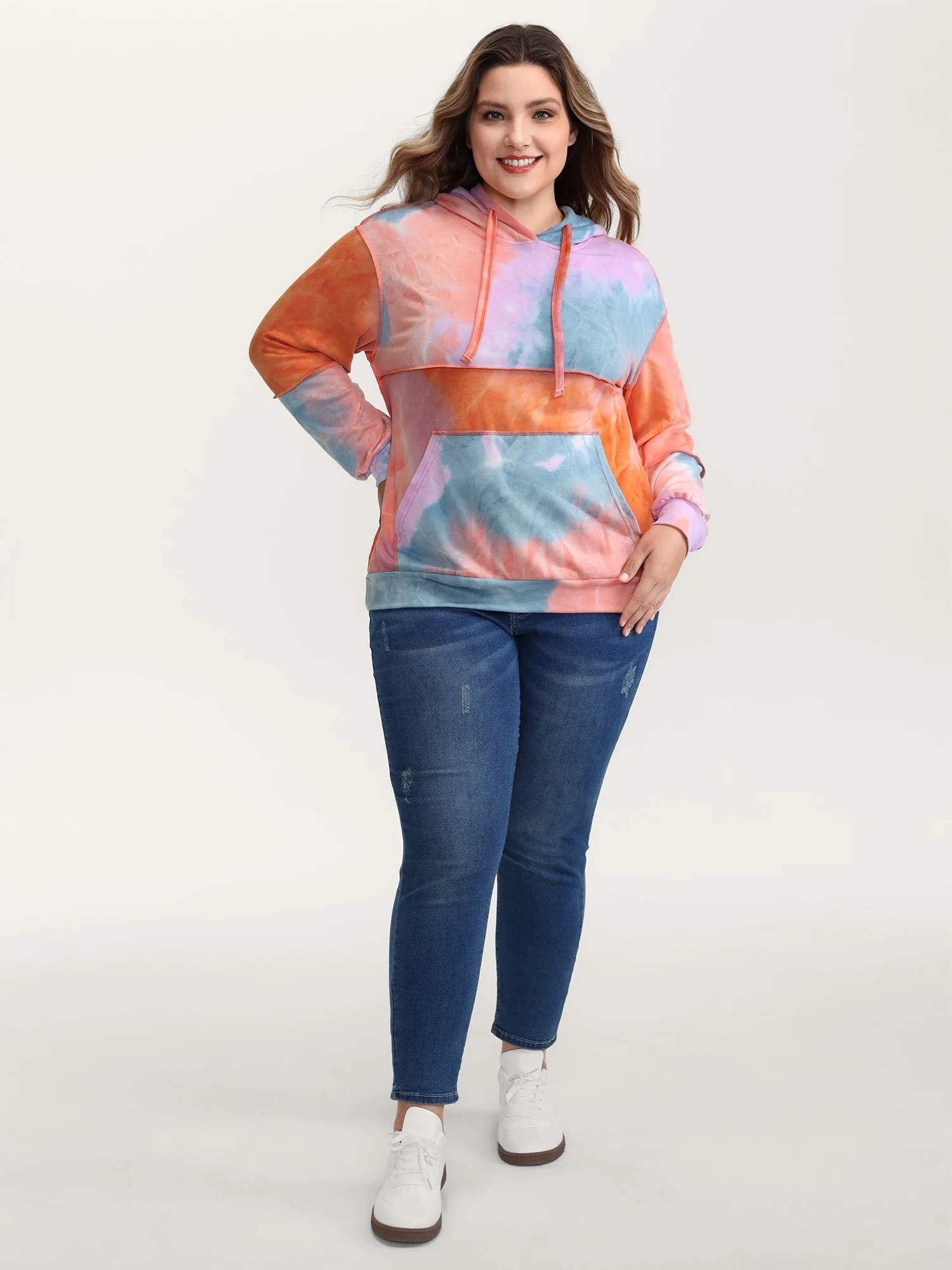 Colorful Relaxed-Fit Pockets Hoodie sold by Bloomchic product image thumbnail 3
