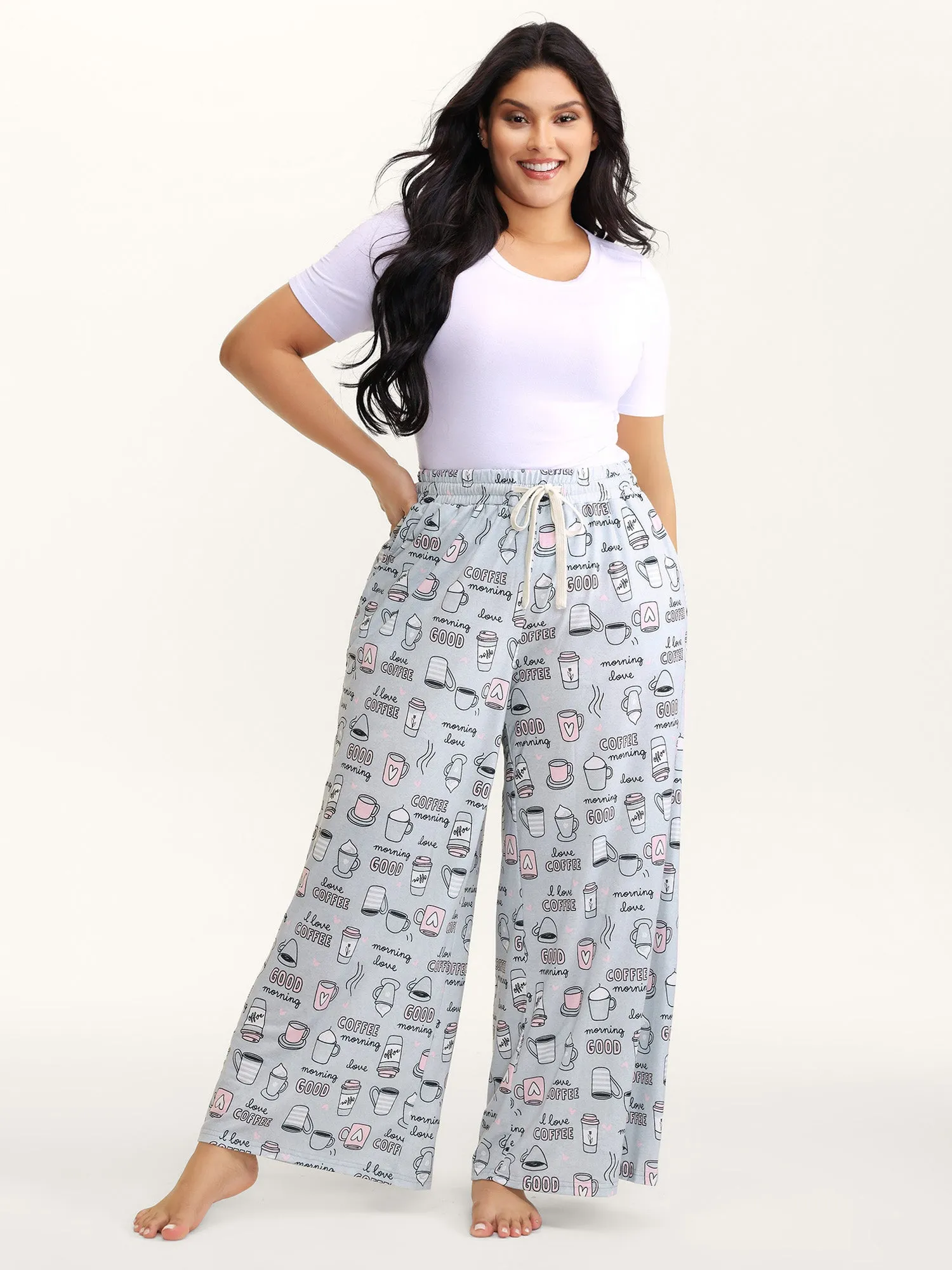 Morning Coffee Wide-Leg Lounge Bottoms sold by Bloomchic product image thumbnail 2