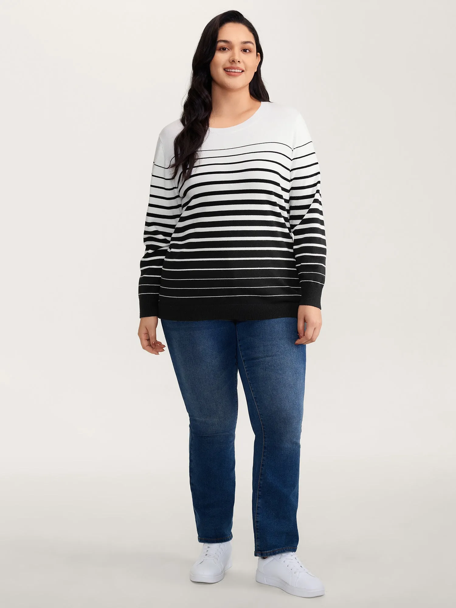 Stripes Color Contrast Round Neck Pullover sold by Bloomchic product image thumbnail 3