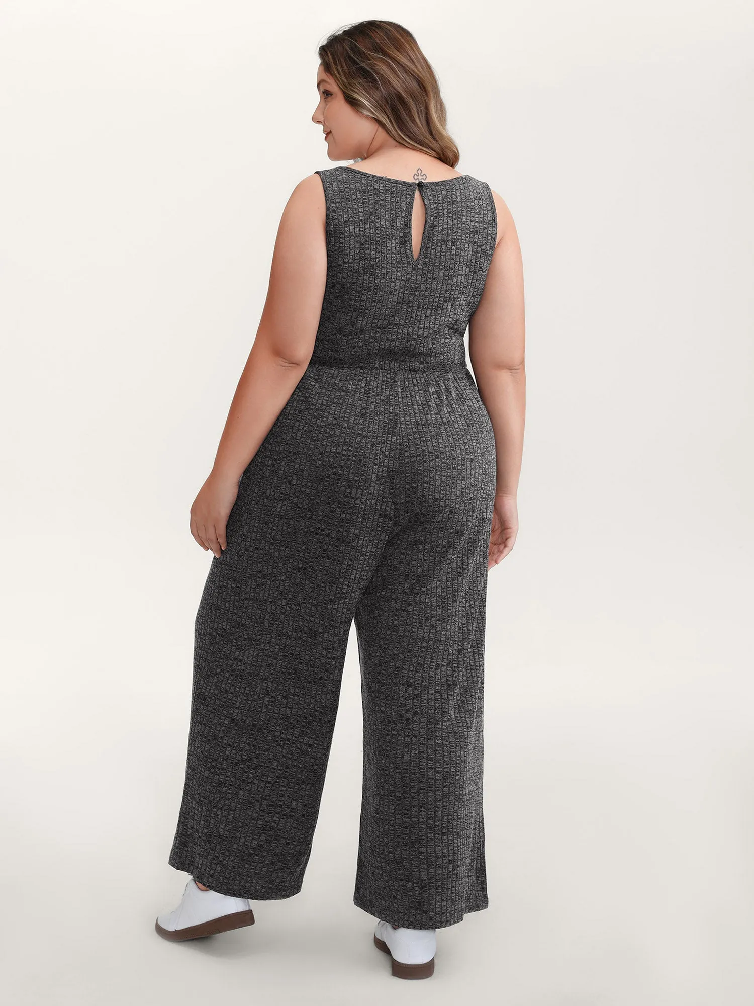 Heather Stretchy Waistband Ruched Jumpsuit sold by Bloomchic product image thumbnail 4