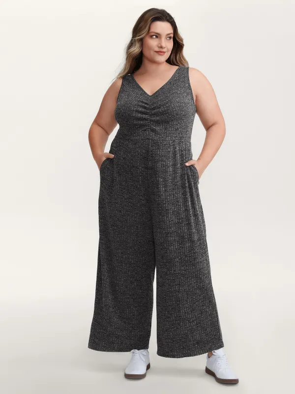 Heather Stretchy Waistband Ruched Jumpsuit sold by Bloomchic