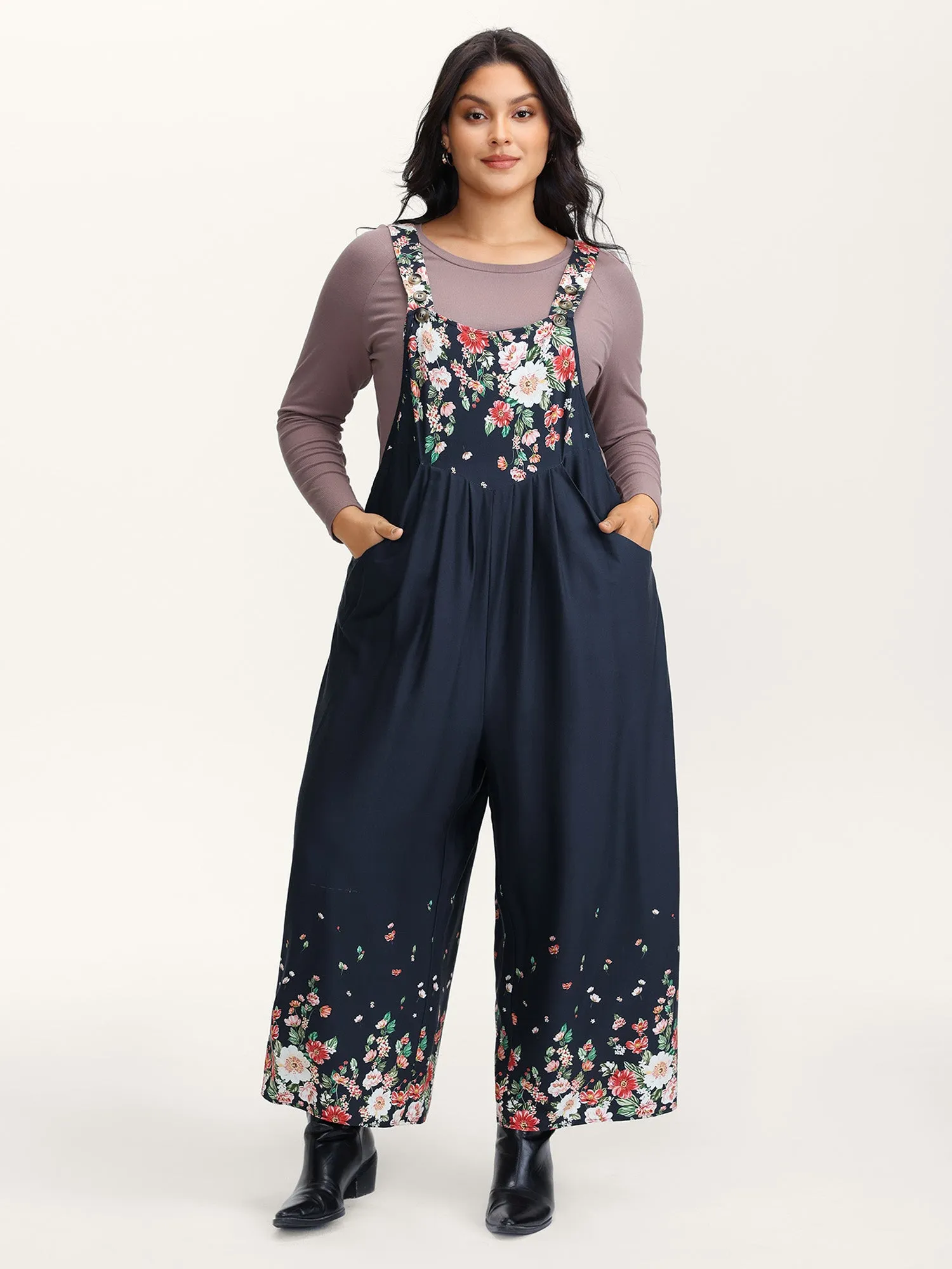 Floral Print Pockets Casual Jumpsuit sold by Bloomchic