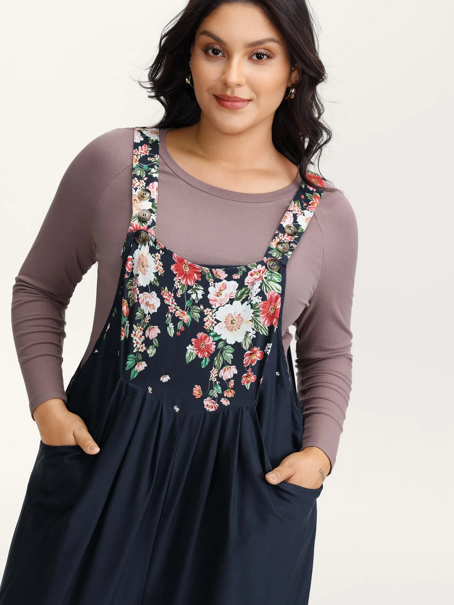 Floral Print Pockets Casual Jumpsuit sold by Bloomchic product image thumbnail 2