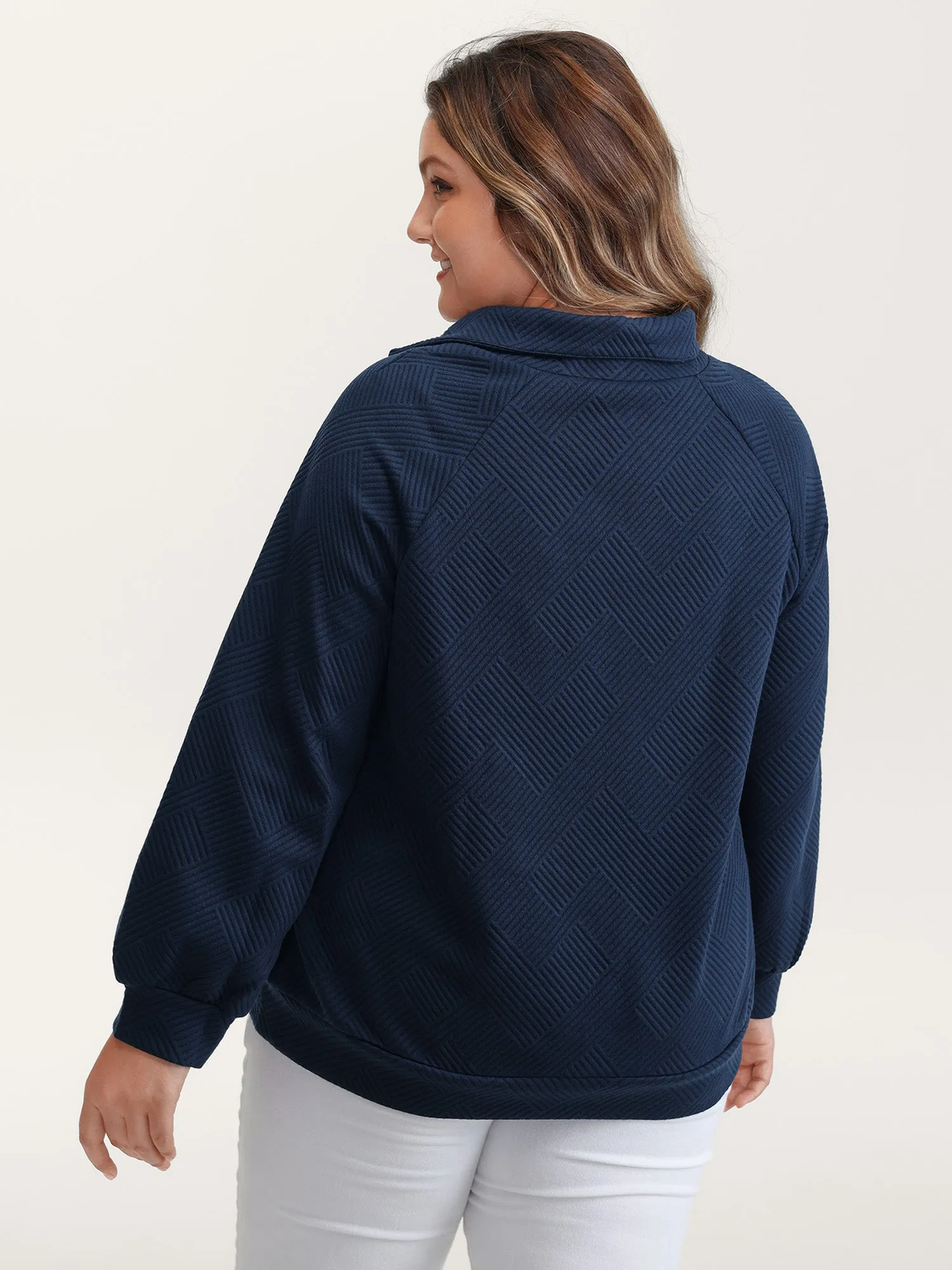Textured Folded Collar Button Sweatshirt sold by Bloomchic product image thumbnail 5