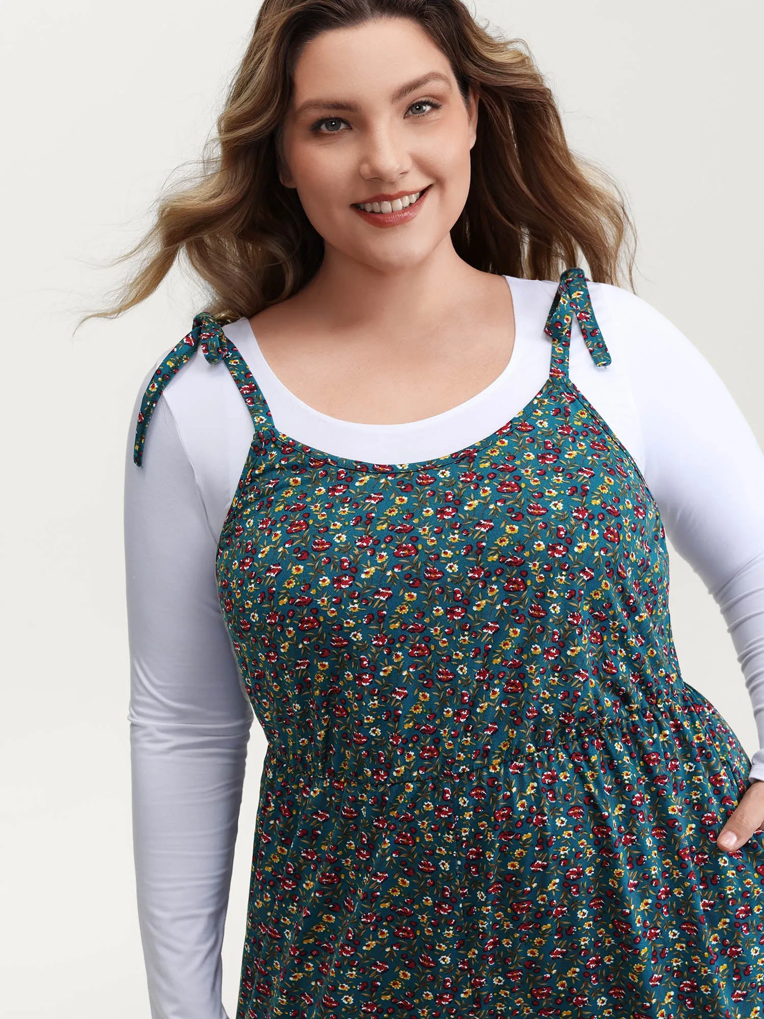 Stretchy Shoulder-Tie Floral Jumpsuit sold by Bloomchic product image thumbnail 2