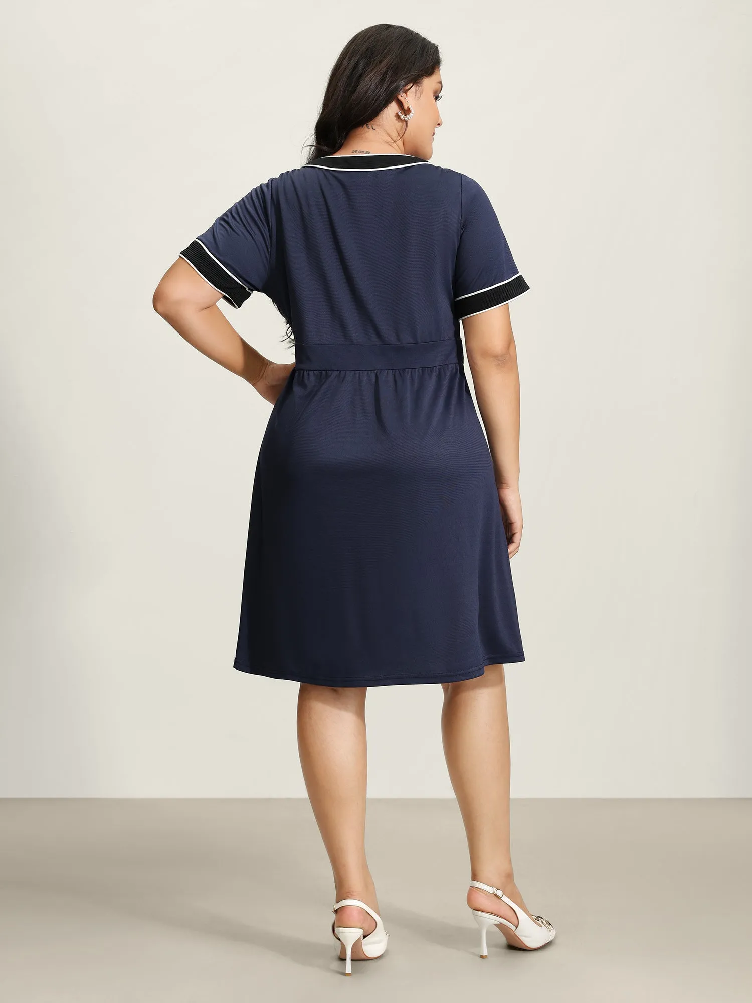 Textured Color Contrast Stretchy Midi Dress sold by Bloomchic product image thumbnail 5