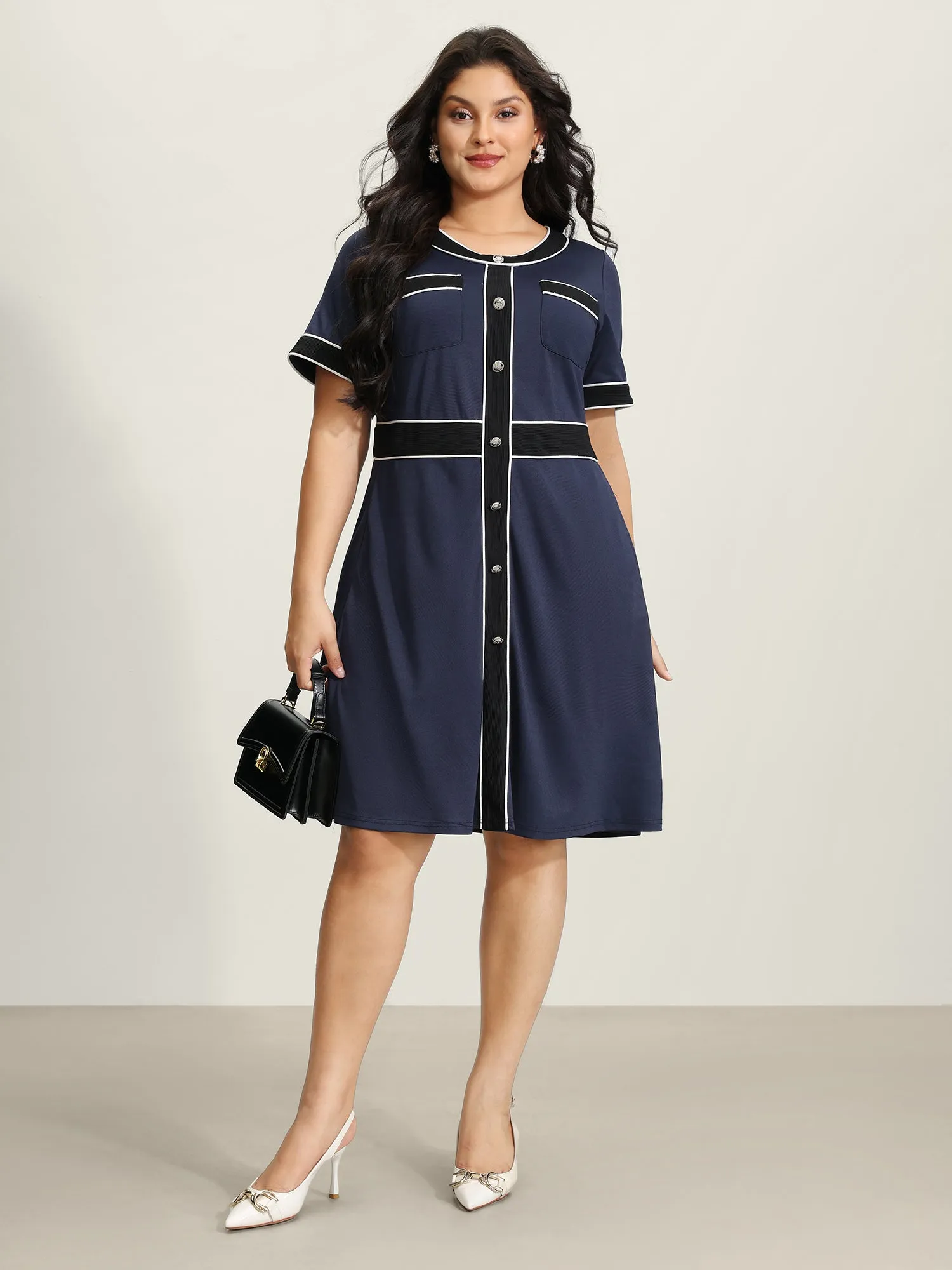 Textured Color Contrast Stretchy Midi Dress sold by Bloomchic product image thumbnail 3