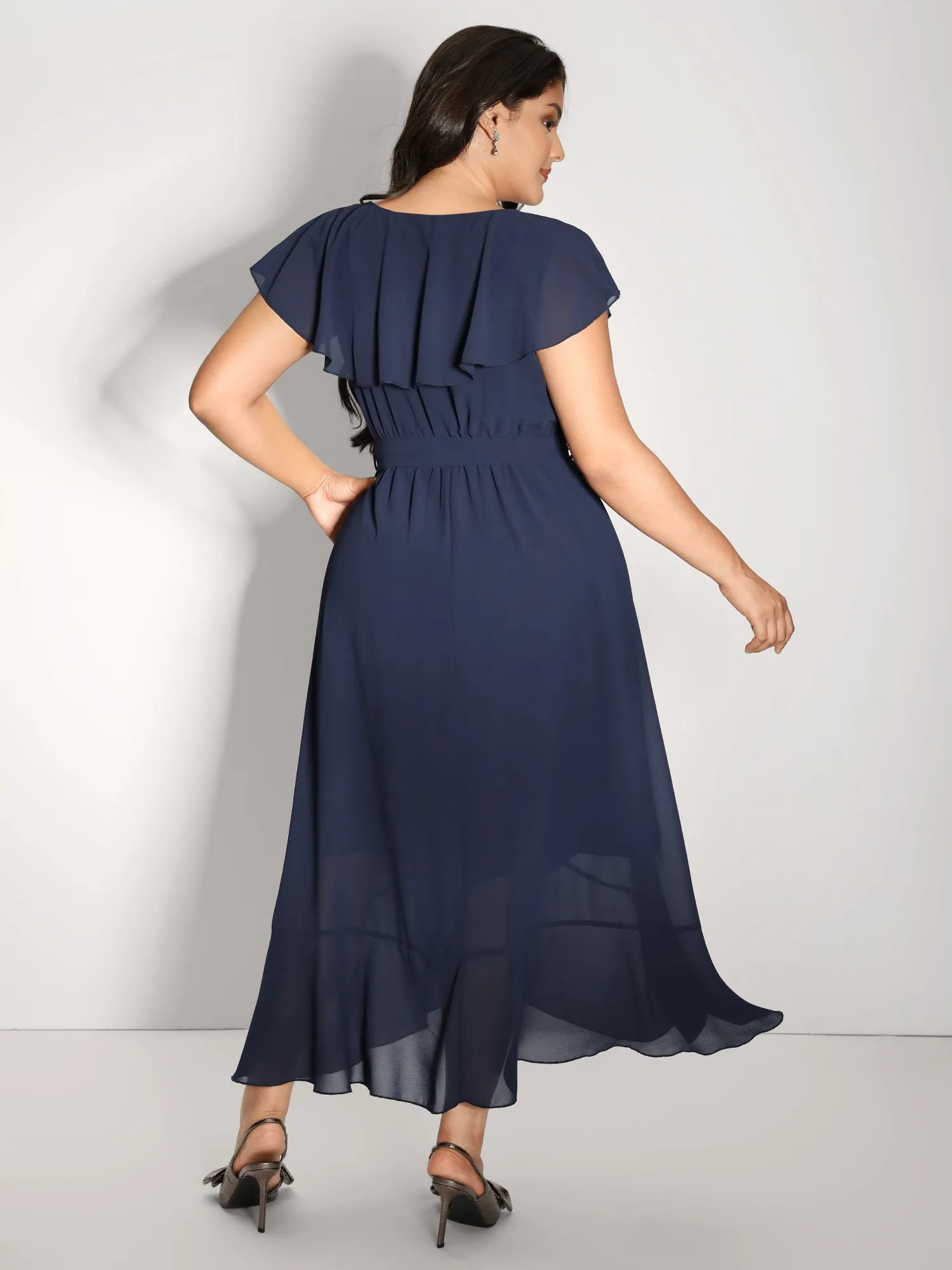 Belted Waist High Low Hem Midi Dress sold by Bloomchic product image thumbnail 5