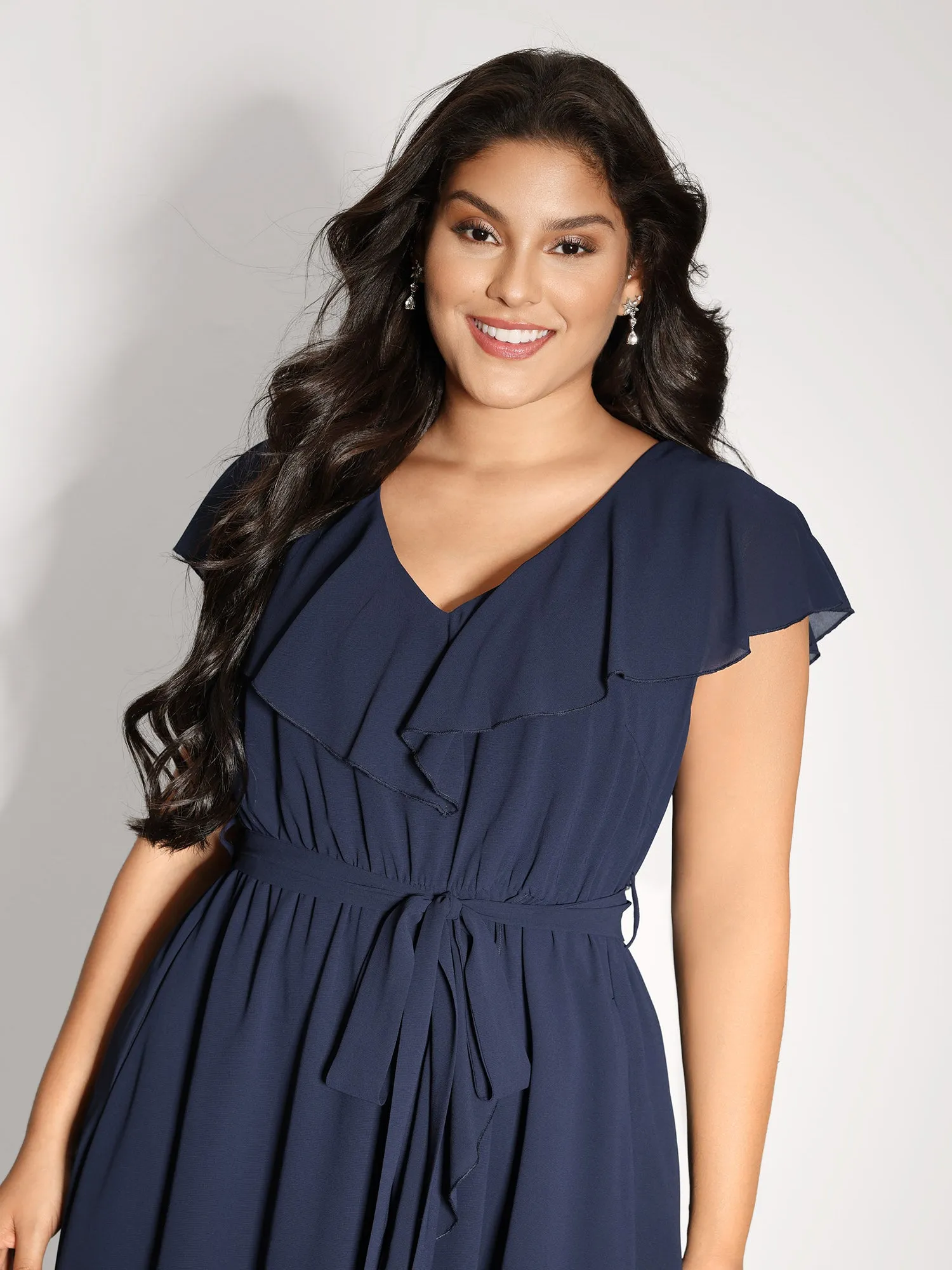 Belted Waist High Low Hem Midi Dress sold by Bloomchic product image thumbnail 2