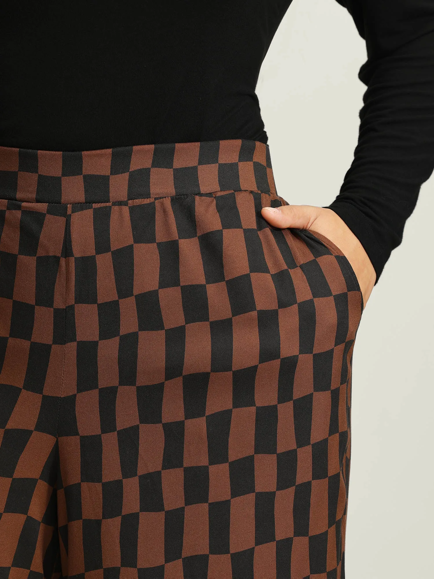 Checkered Print Wide-Leg Pants sold by Bloomchic product image thumbnail 4